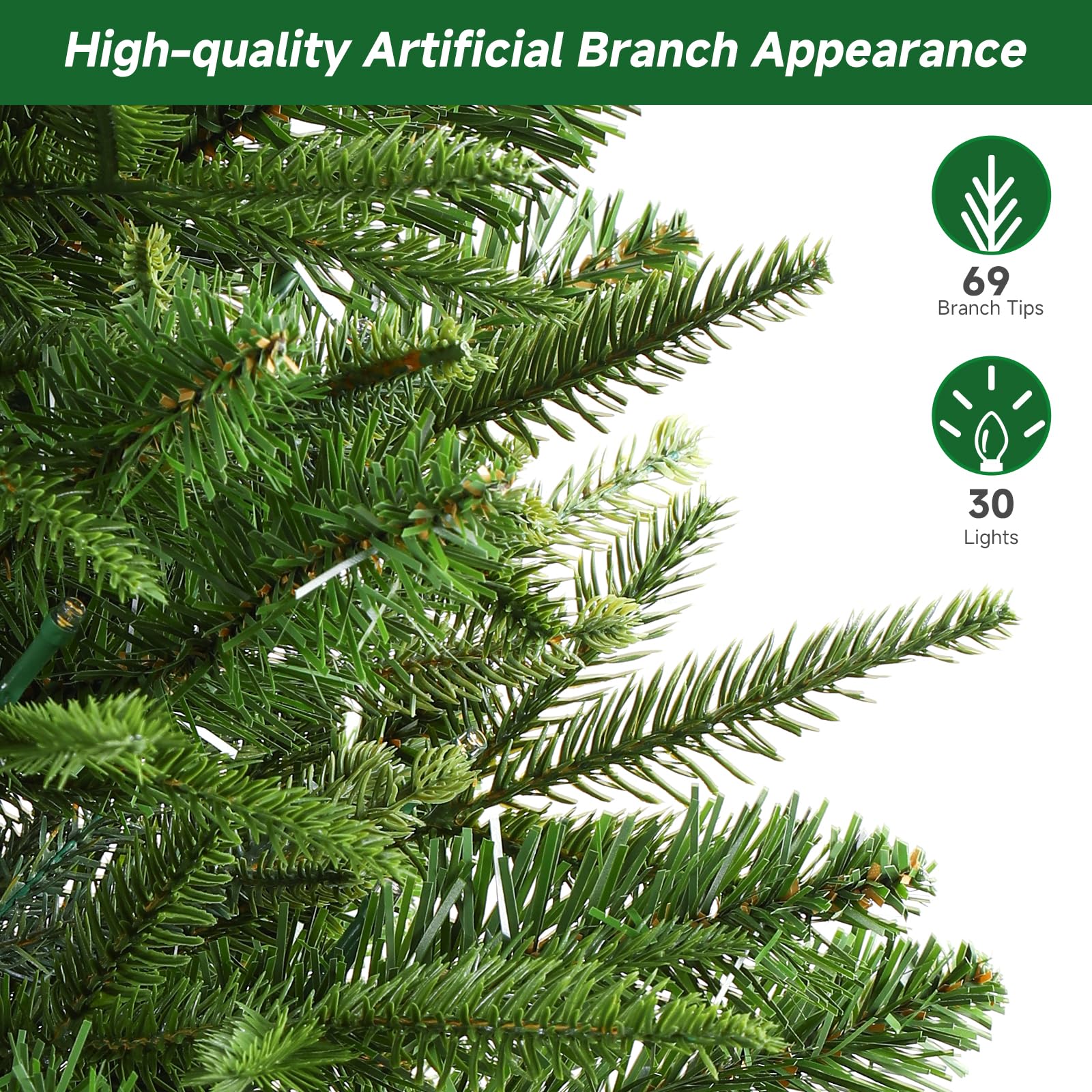 Small Mini Prelit Artificial Christmas Tree with Color LED Lights