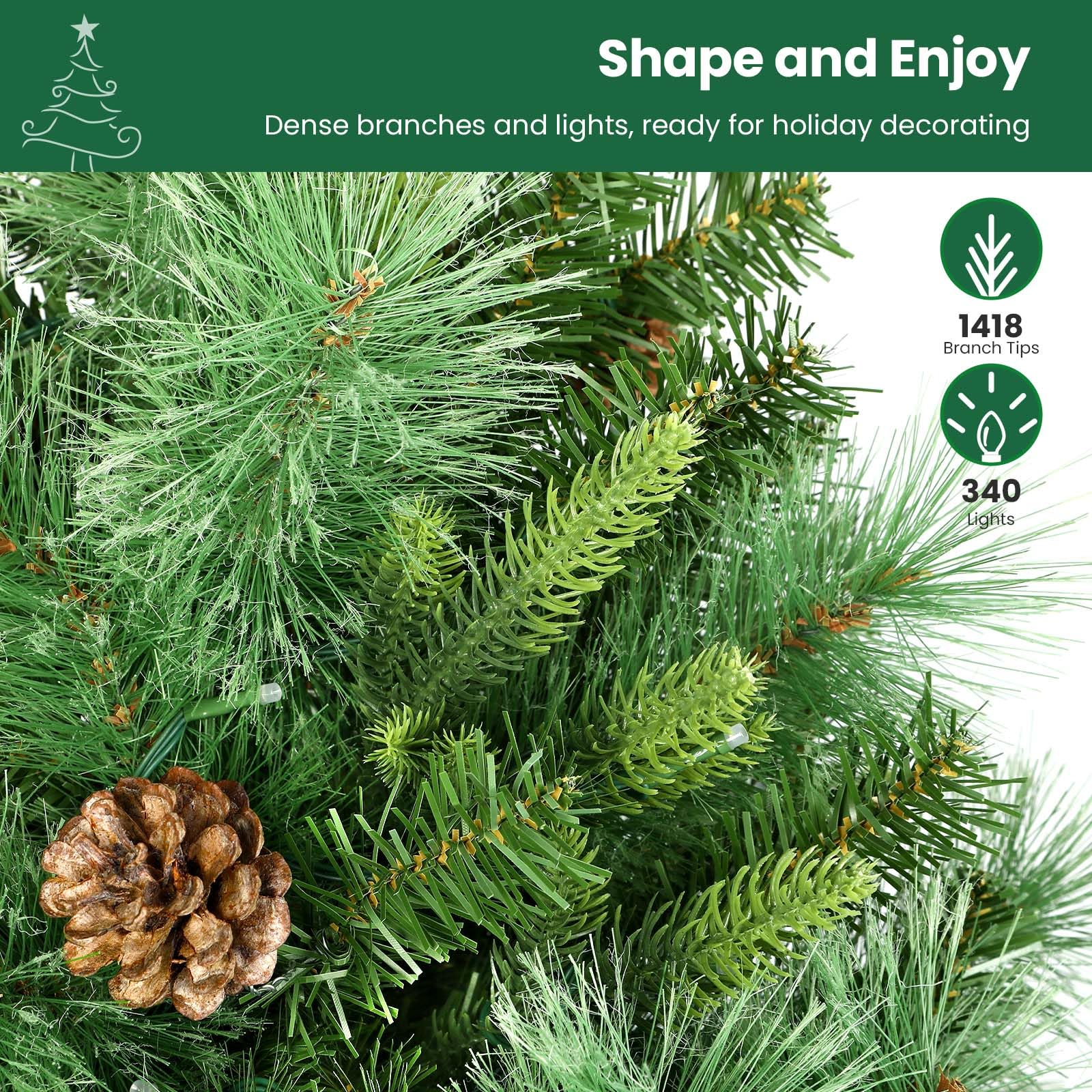 7ft Prelit Multi-Color Lights Carolina Pine Artificial Christmas Trees with Remote - SHareconn