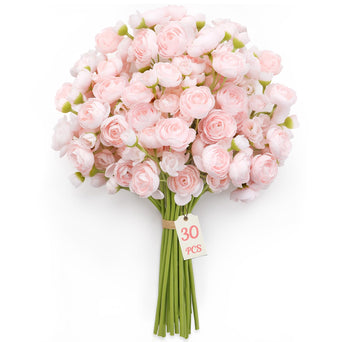 30Pcs Pink Ranunculus Artificial Flowers Faux Silk Mini Ranunculus - SHareconn