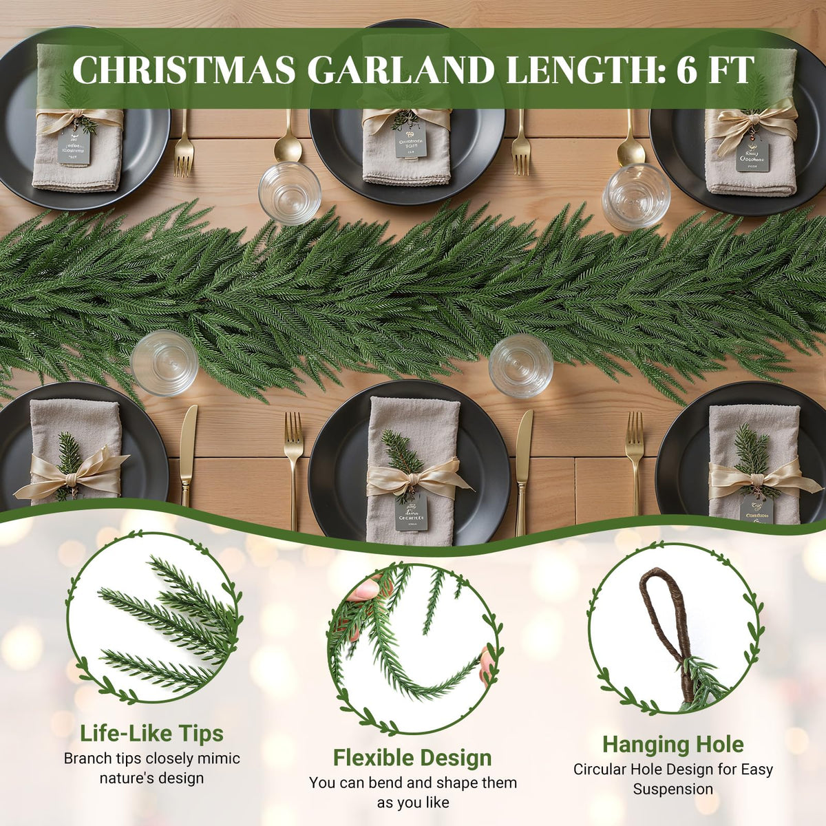 6ft/9ft Artificial Norfolk Christmas Garland