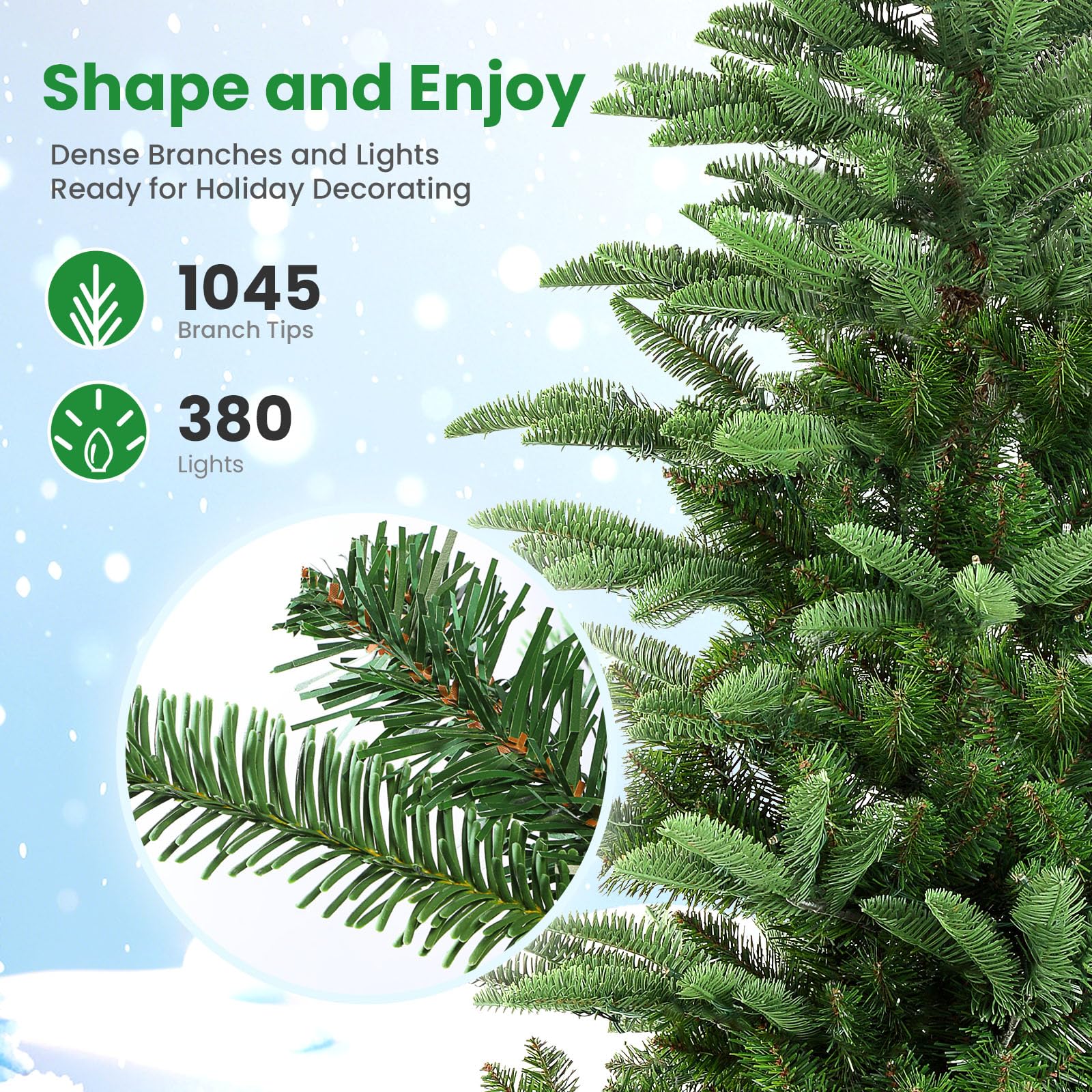 6ft Prelit Artificial Realistic Christmas Tree with RGB Lights and Remote