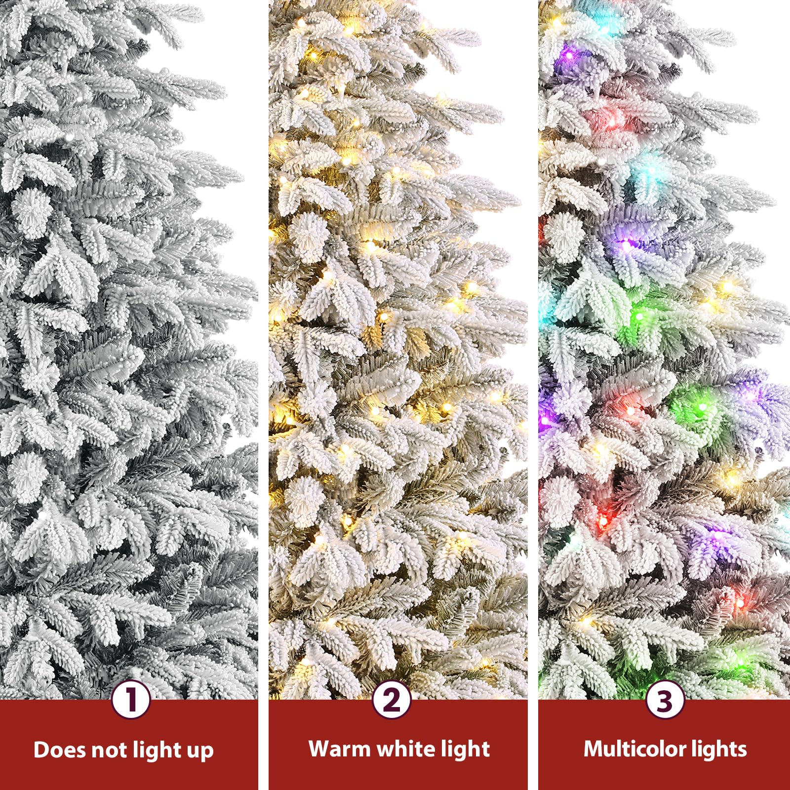 Pre-lit Flocked Cedar Artificial Christmas Trees with RGB Lights - SHareconn