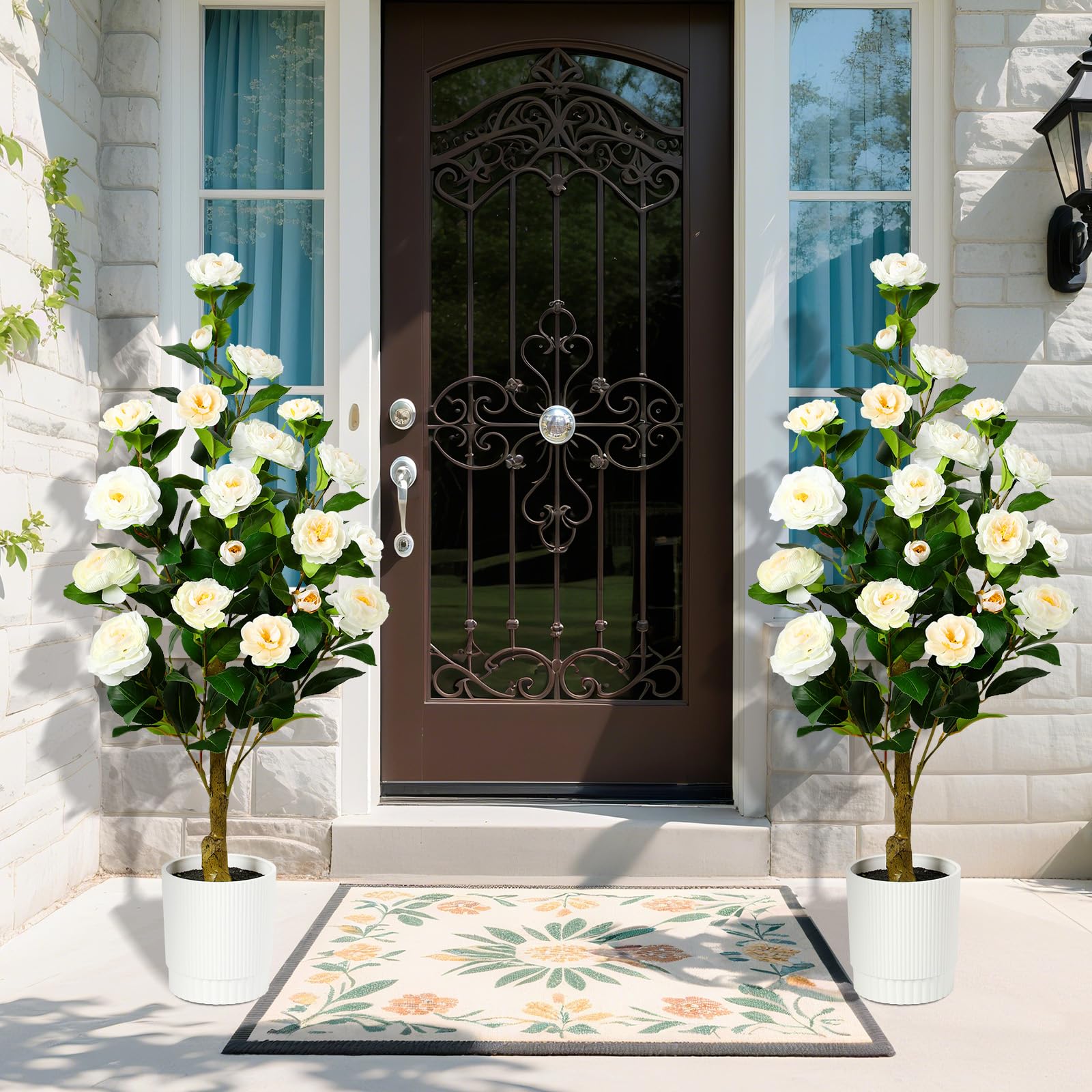 2 Pack Artificial Camellia Tree-White - SHareconn