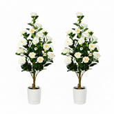 2 Pack Artificial Camellia Tree-White