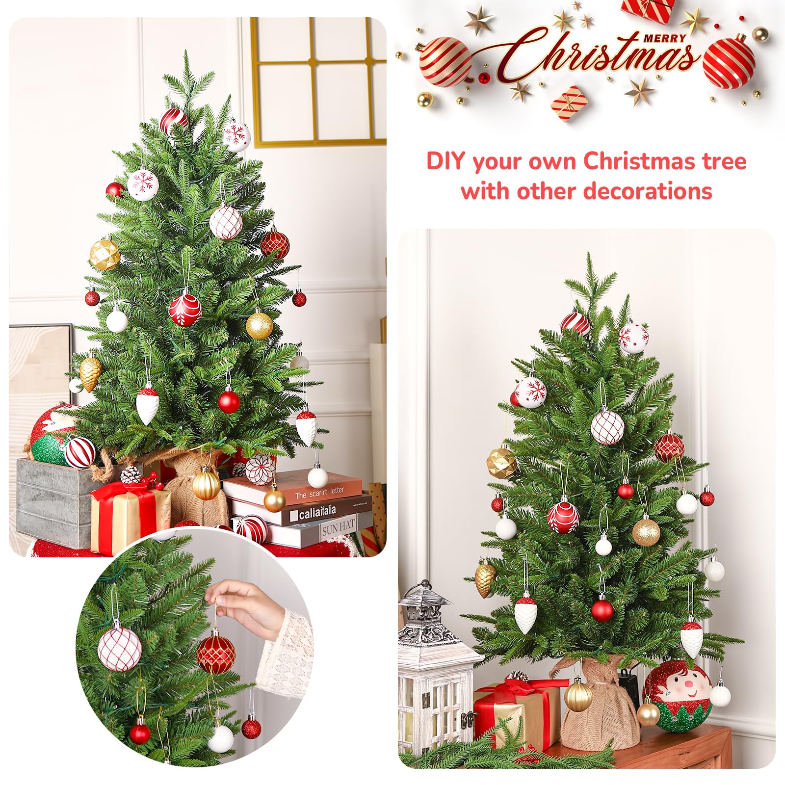 Small Mini Prelit Artificial Christmas Tree with Color LED Lights
