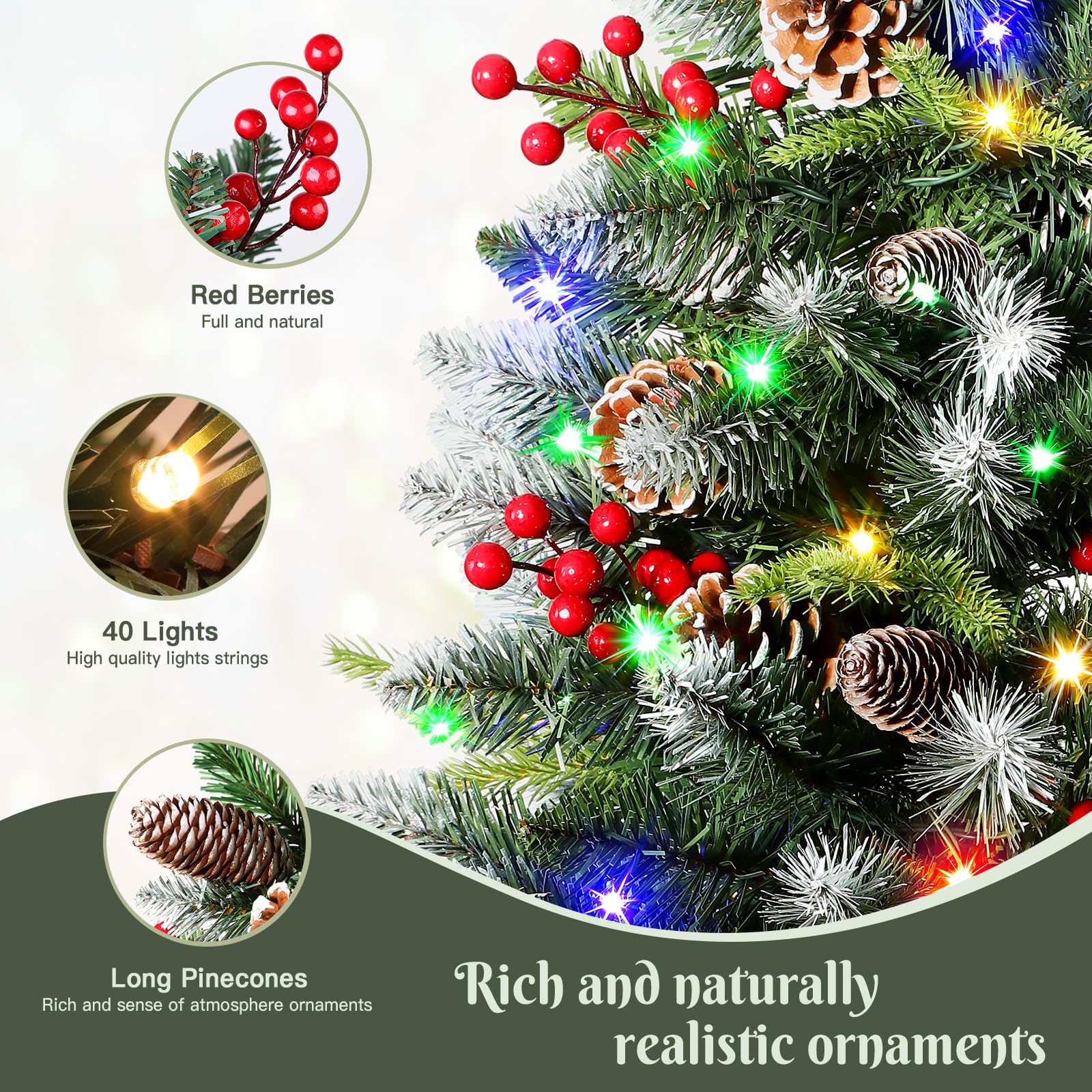 24.5 Inch Lighted Outdoor Christmas Tree with Remote-2 Packs