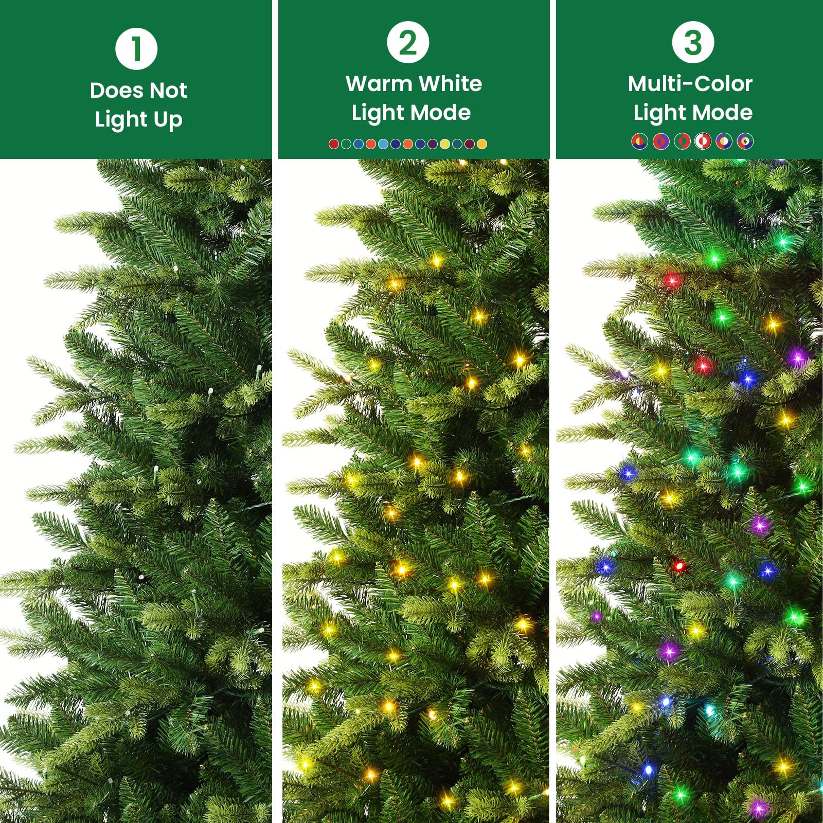 Pre-lit Fraser Fir Artificial Christmas Tree with RGB Lights 106 Modes Lights