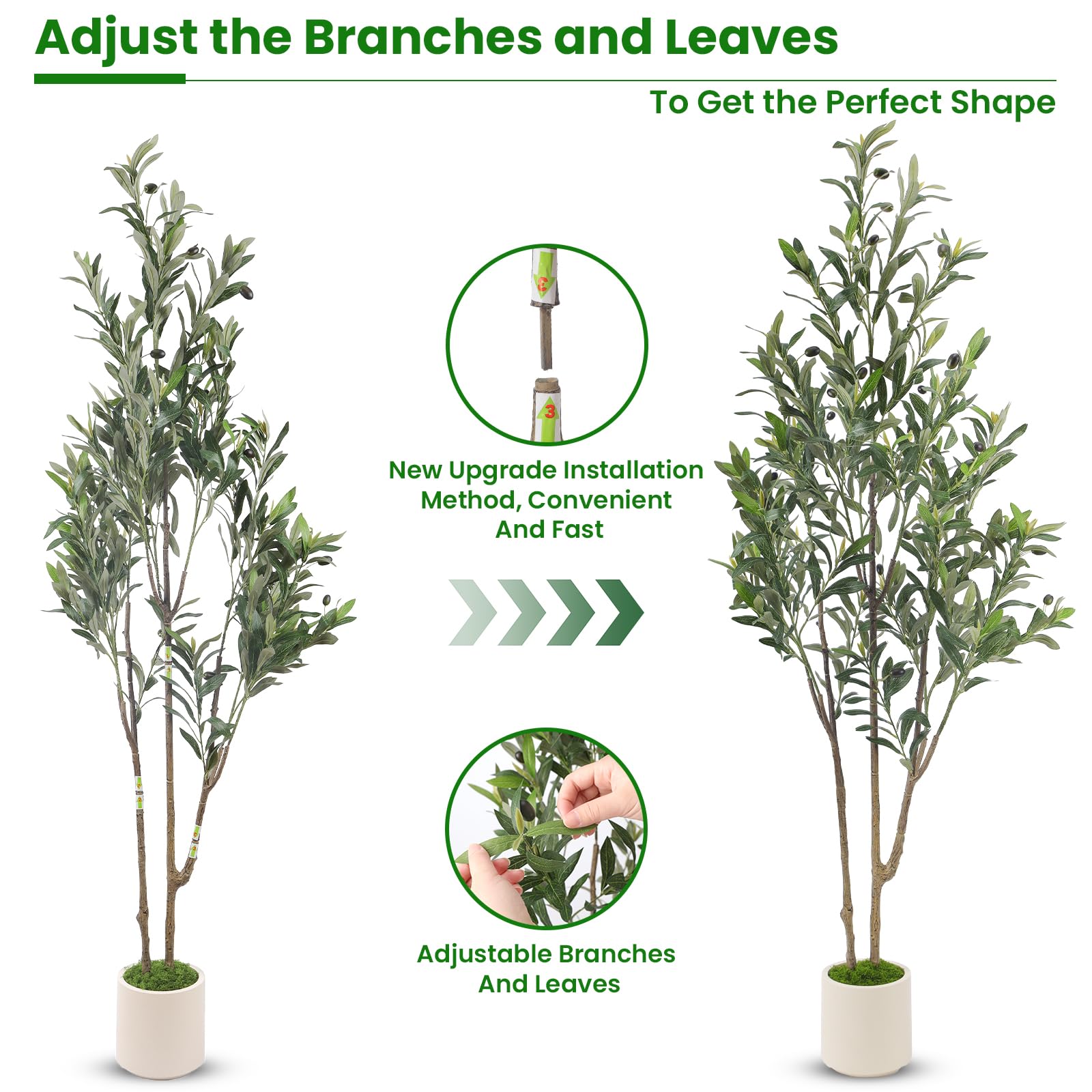 Faux Olive Tree with Lifelike Artificial Trunk and Fruits - SHareconn