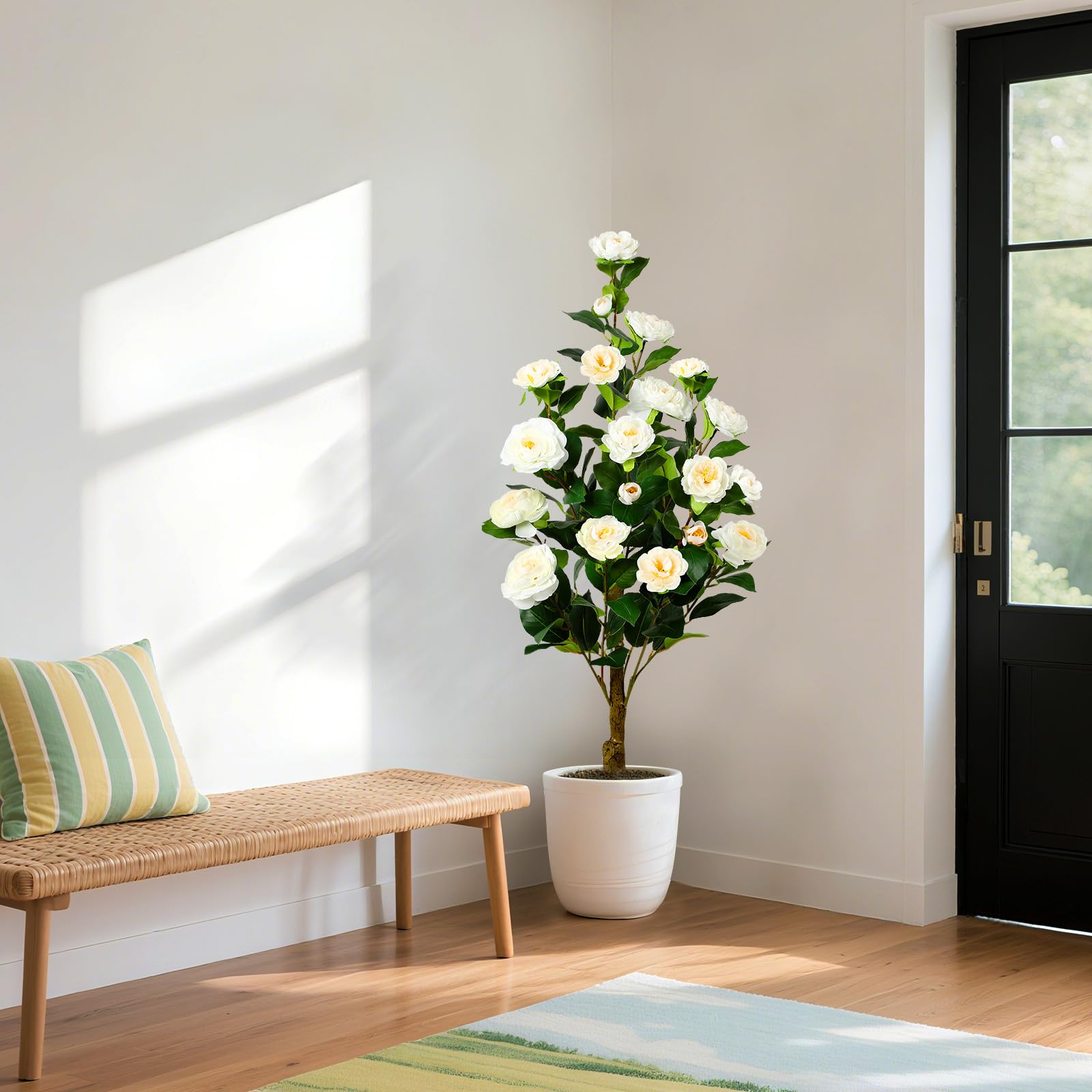 2 Pack Artificial Camellia Tree-White - SHareconn