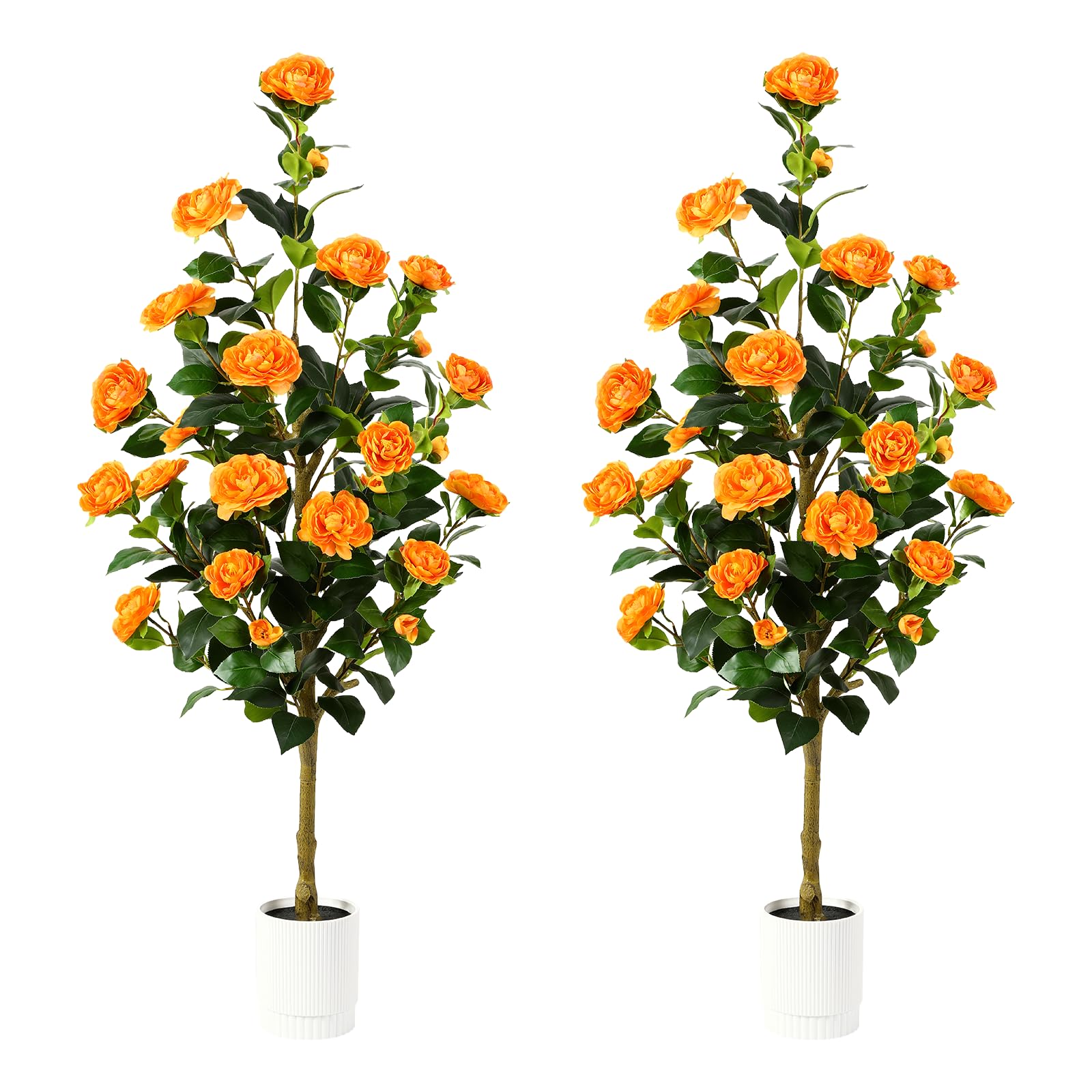 2 Pack Artificial Camellia Tree-Orange - SHareconn