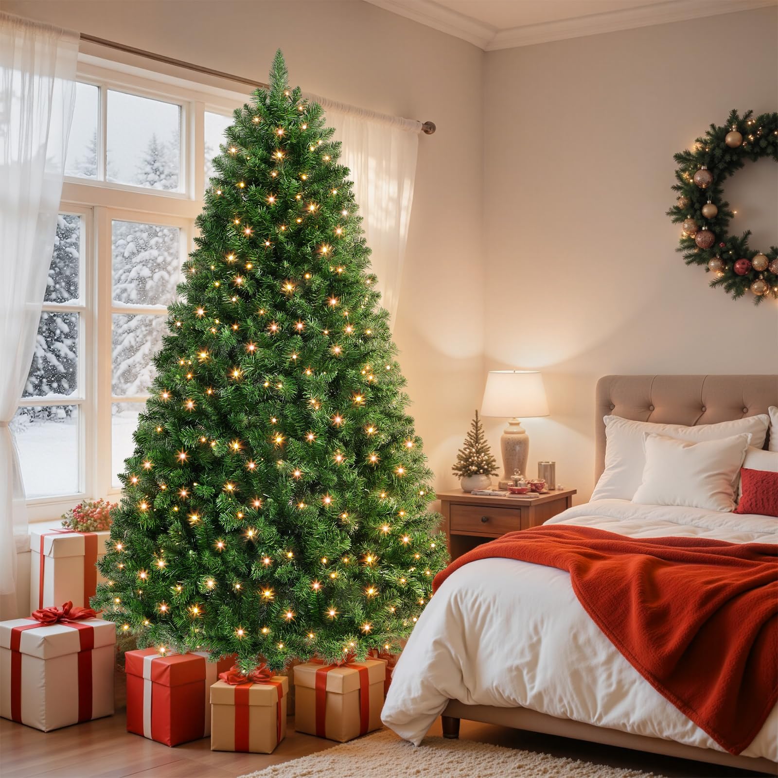 6ft Classic Spruce Artificial Christmas Tree with RGB Lights - SHareconn