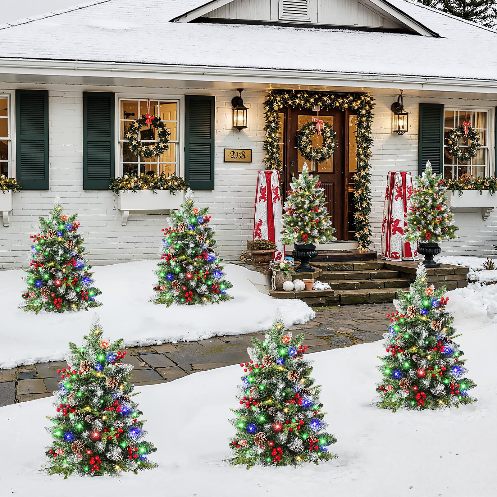 24.5 Inch Lighted Outdoor Christmas Tree with Remote