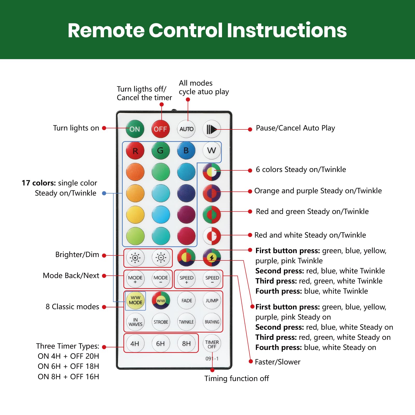 Realistic Pre-lit Carolina Pine Artificial Christmas Pine Trees with RGB Lights Remote-106 Lights Modes - SHareconn