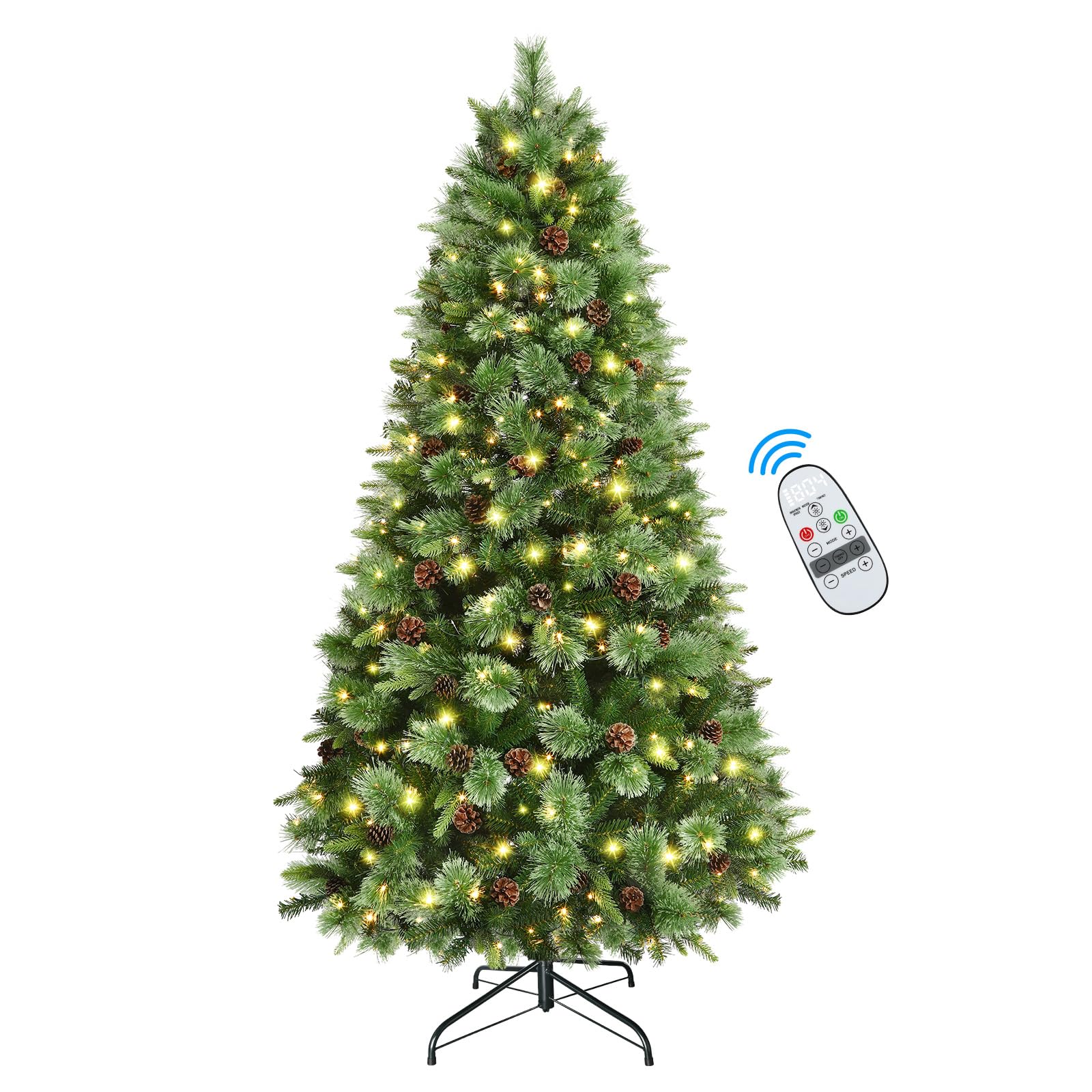 7.5ft Prelit Multi-Color Lights Carolina Pine Artificial Christmas Trees with Remote - SHareconn