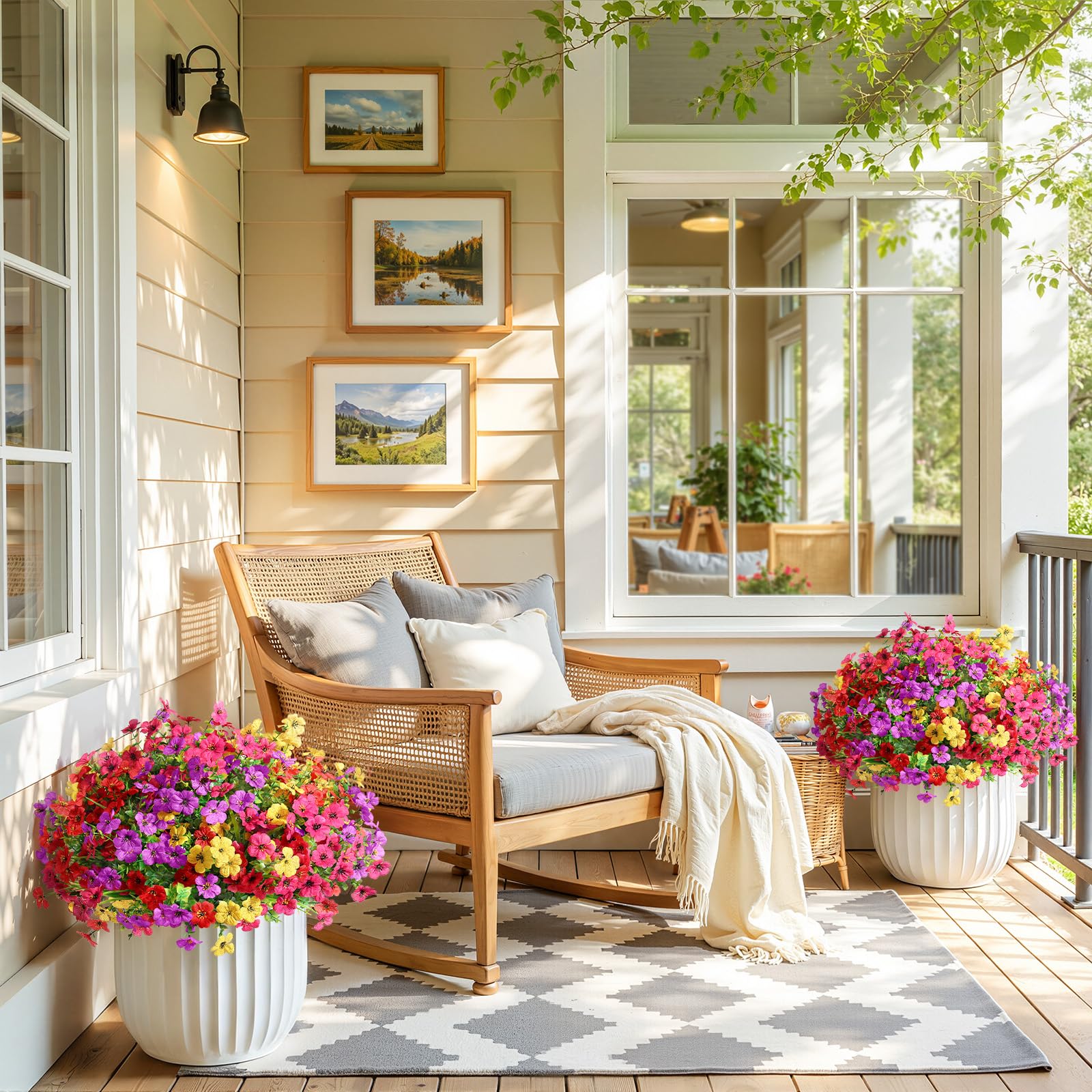 24 Bundles Artificial Faux Flowers Eucalyptus Violets(Mix 4 Colors) - SHareconn