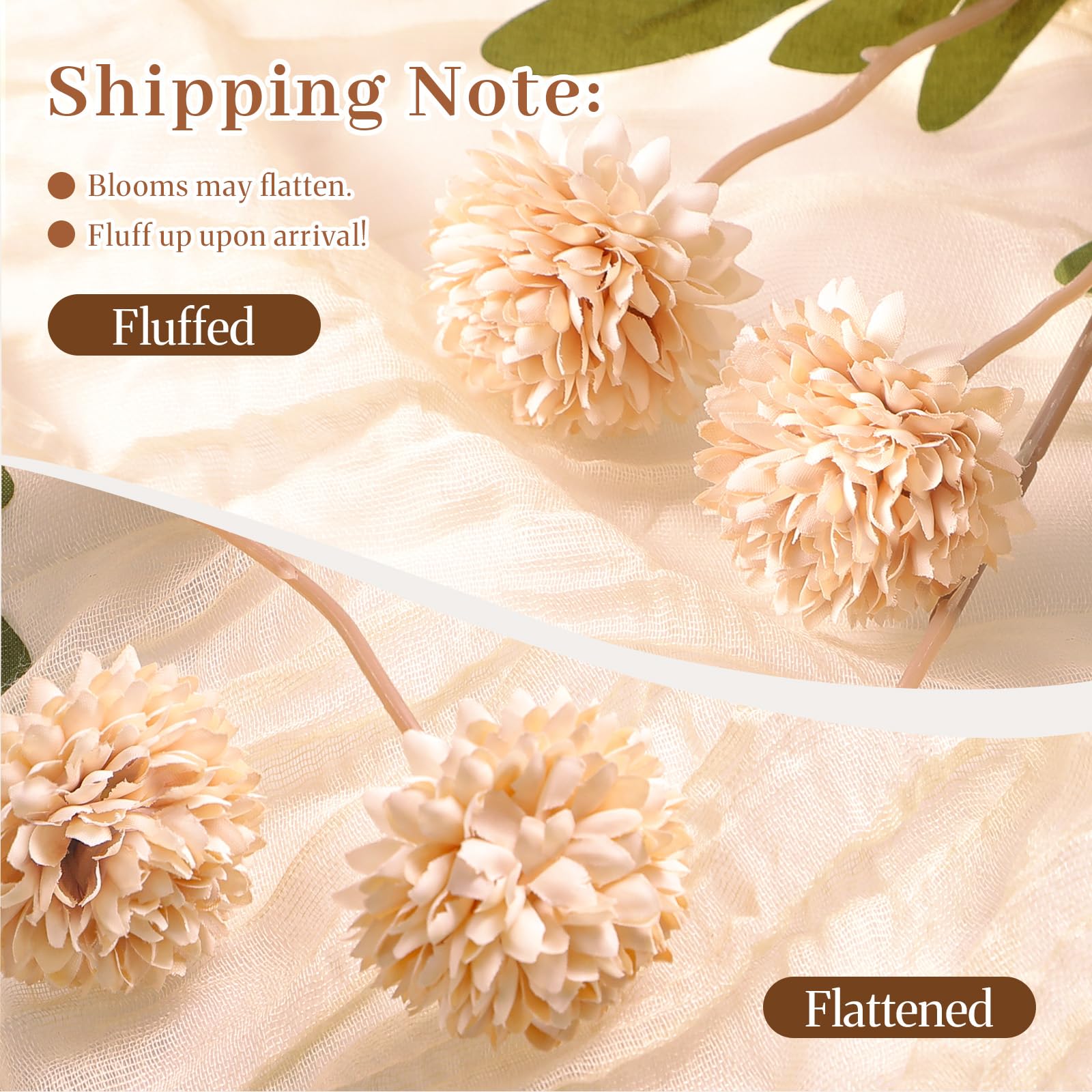 Artificial Pompon Chrysanthemum-Beige,16PCS/32PCS - SHareconn