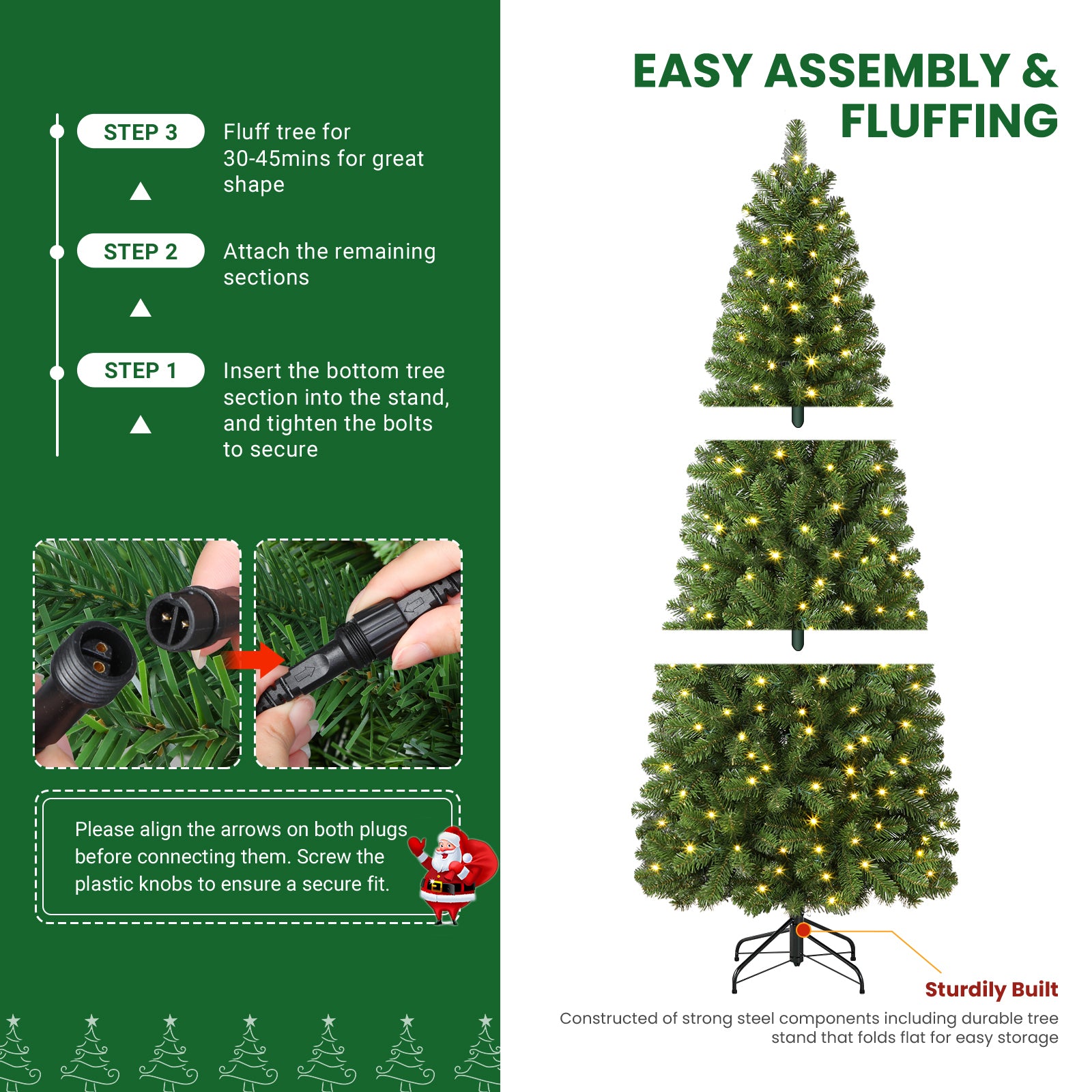 7ft Warm White Lights Classic Spruce Artificial Slim Pencil Christmas Trees