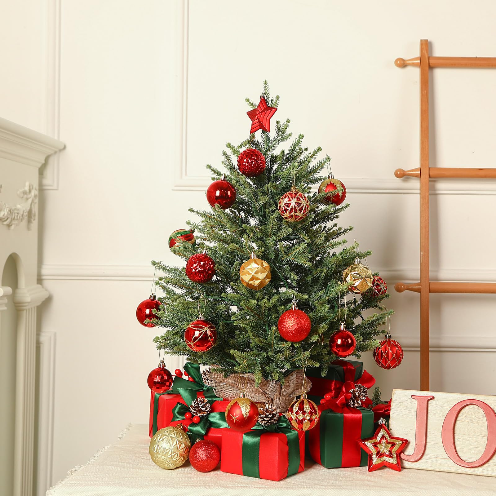 Pre-lit Artificial Small Mini Christmas Tree with Color LED Lights, Remote Control - SHareconn