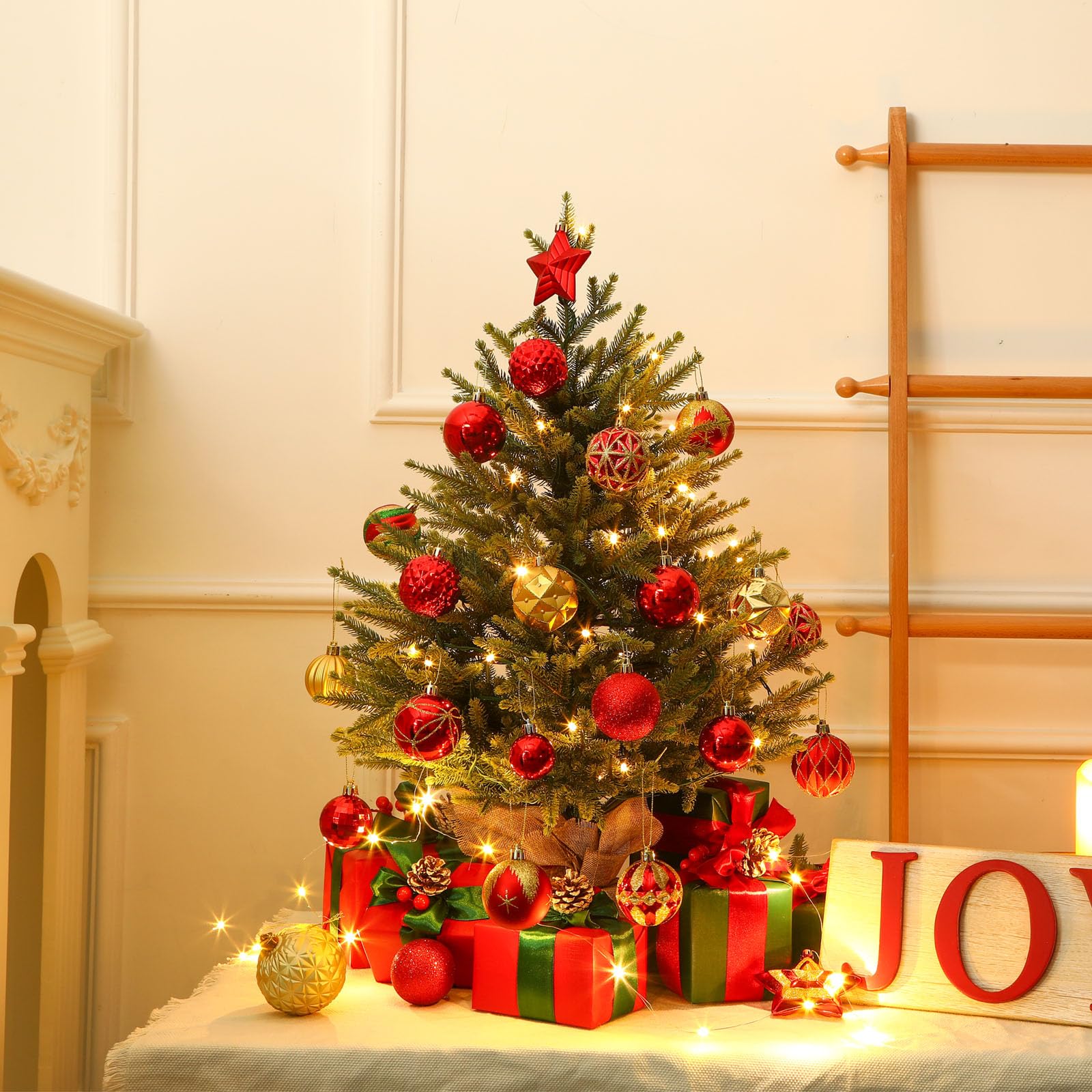 Pre-lit Artificial Small Mini Christmas Tree with Color LED Lights, Remote Control - SHareconn