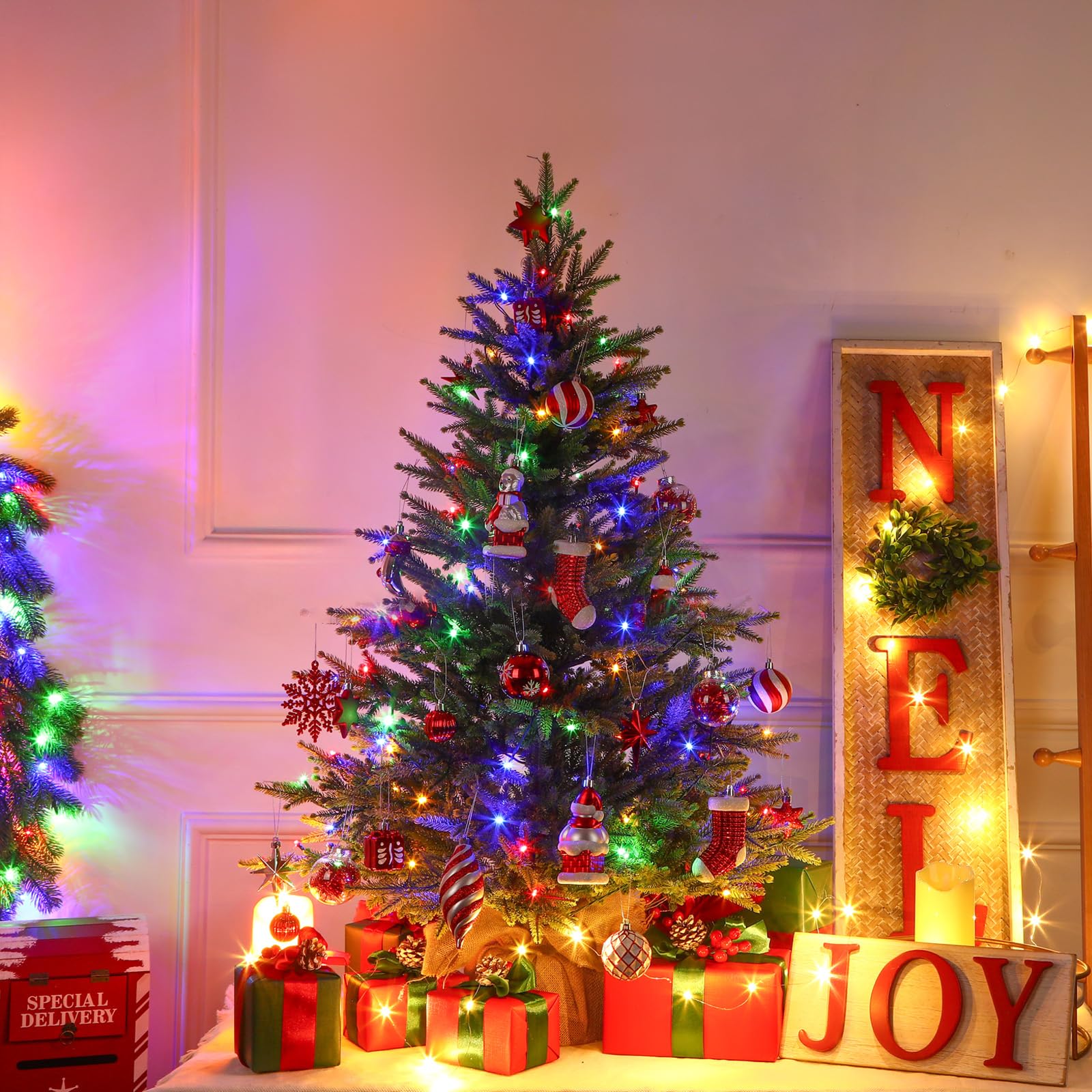 3ft Prelit Artificial Small Mini Christmas Tree with Color LED Lights - SHareconn