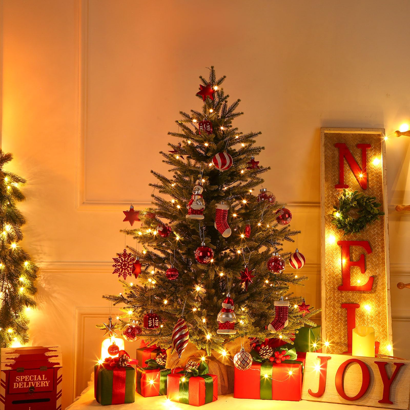 3ft Prelit Artificial Small Mini Christmas Tree with Color LED Lights - SHareconn
