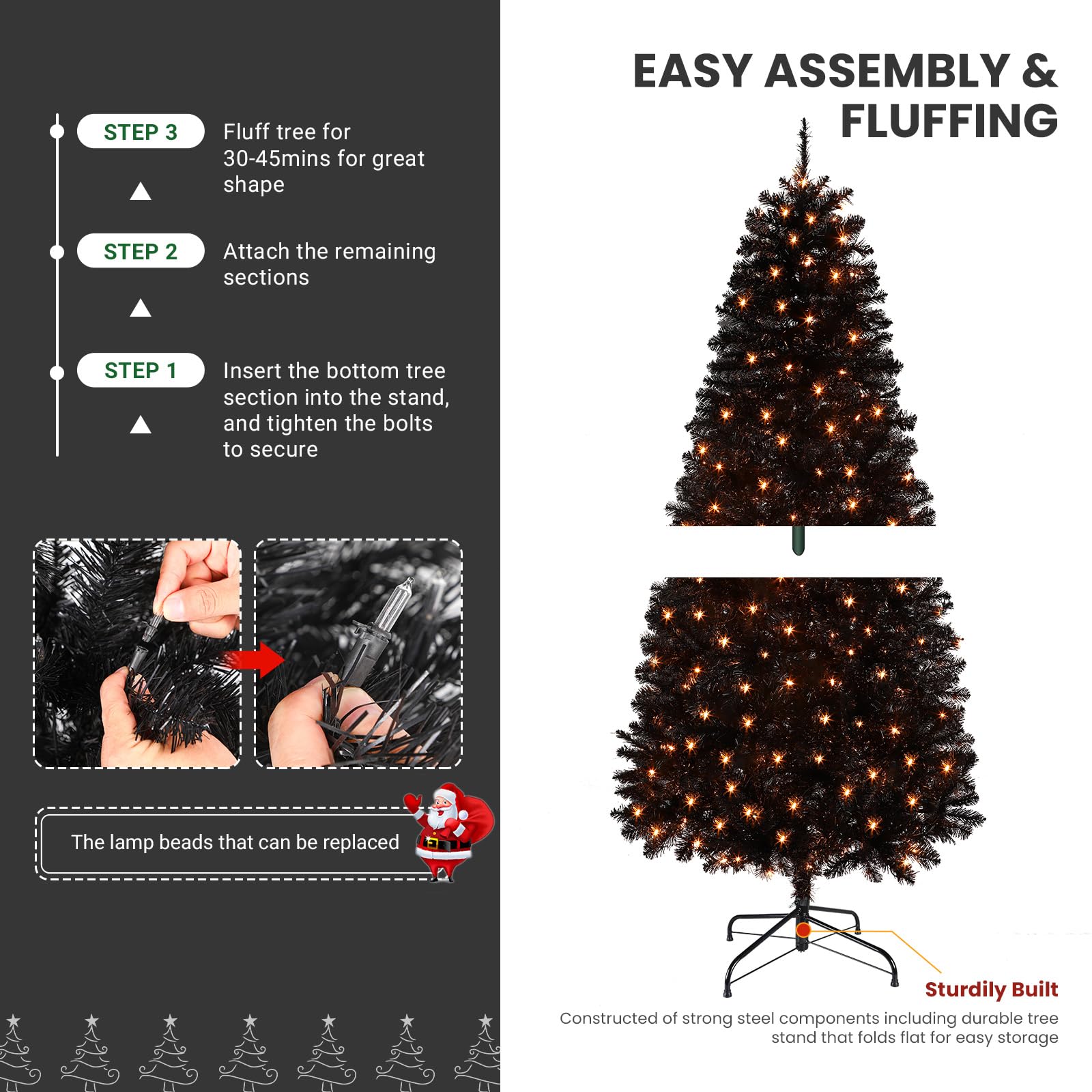 4ft Prelit Warm White Lights Premium Artificial Hinged Christmas Tree - SHareconn