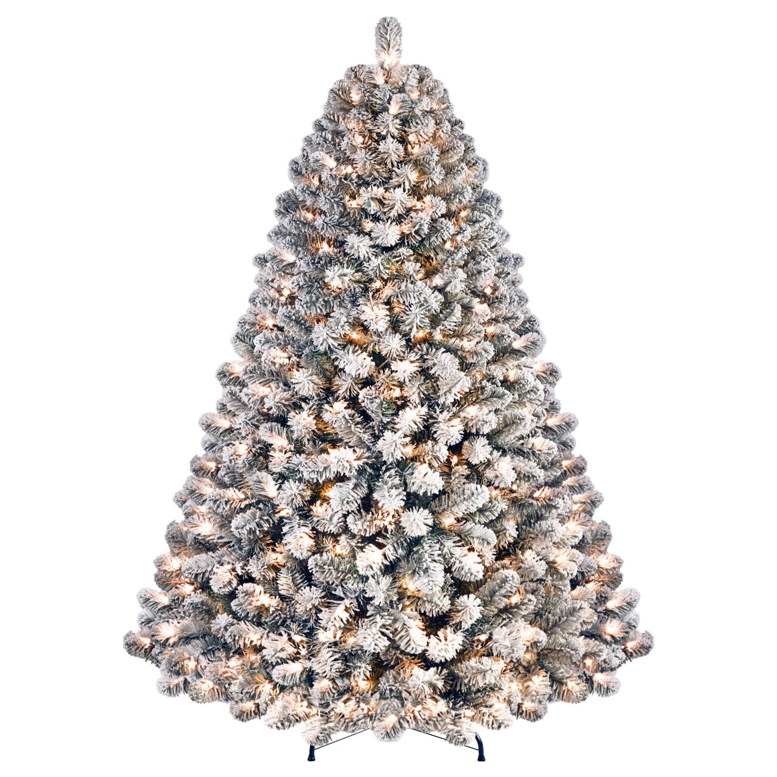 5ft Prelit Warm White Lights Snow Flocked Artificial Holiday Christmas Tree - SHareconn