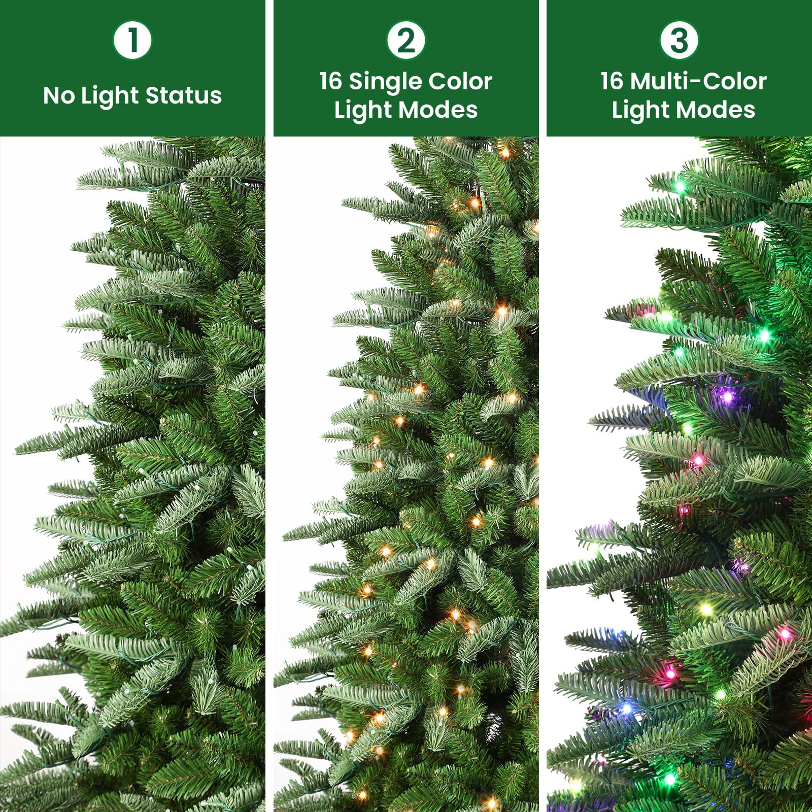 7.5ft Prelit Artificial Hinged Upgraded Christmas Tree with Remote, 660 Pre-Lit Multi-Color RGB Lights and 1975 PE & PVC Branch Tips, Perfect Choice for Xmas Decoration, 7.5 FT - SHareconn