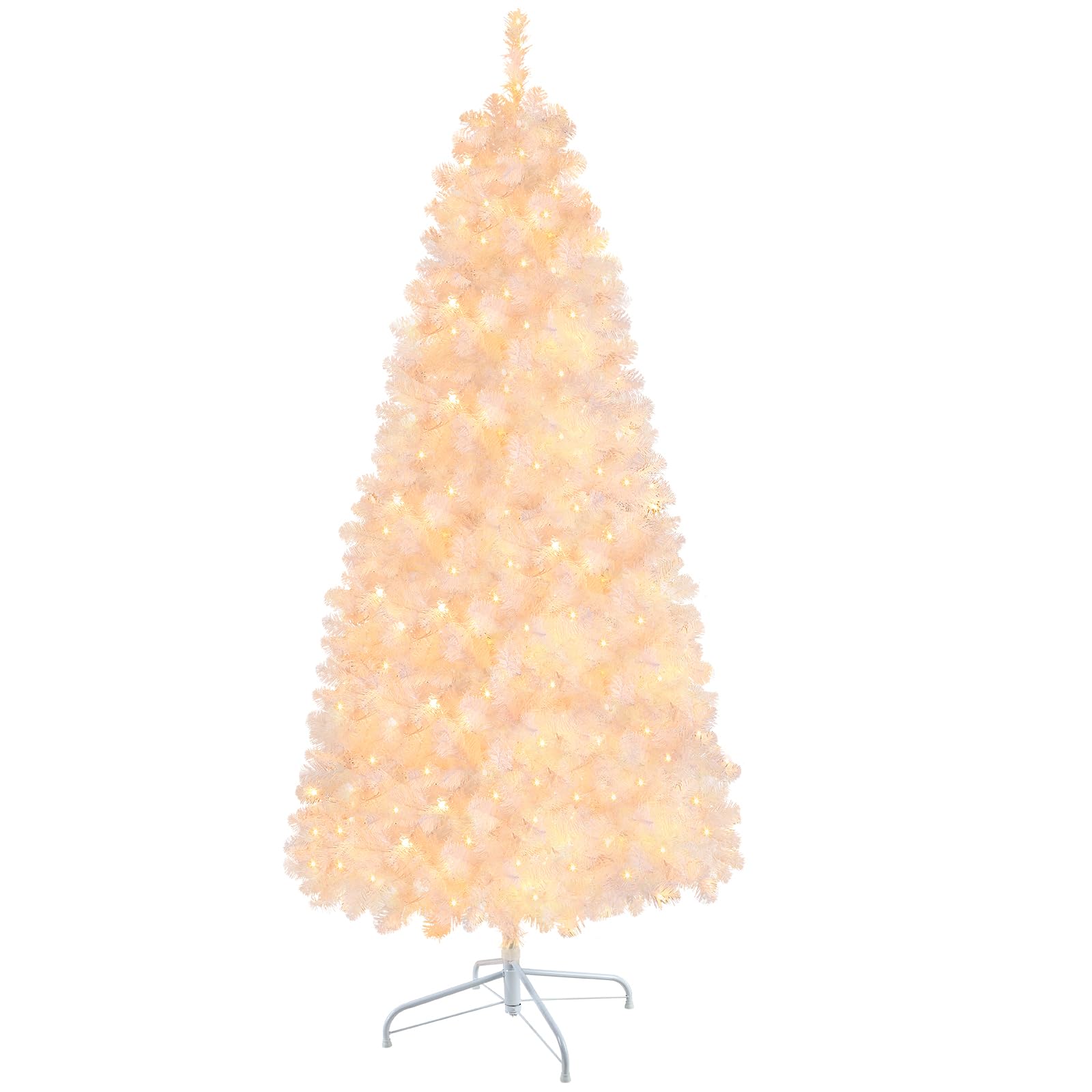 7.5ft Prelit Warm White Lights Premium Artificial Hinged Christmas Tree - SHareconn