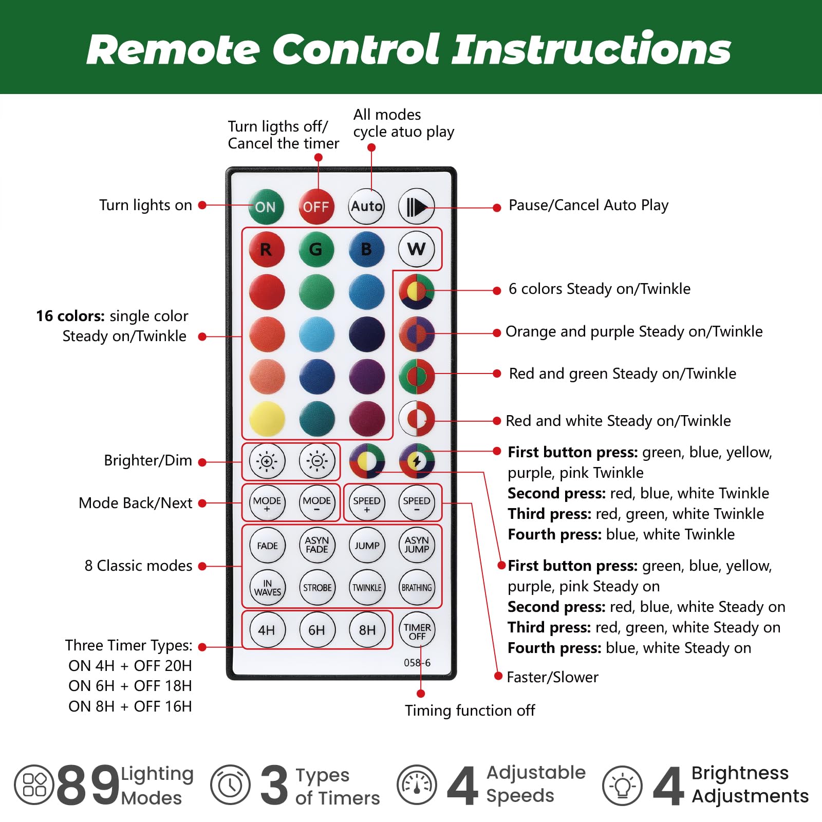Pre-lit Multi Color RGB Lights PVC Branch Premium Artificial Hinged Christmas Tree with Remote-Green - SHareconn