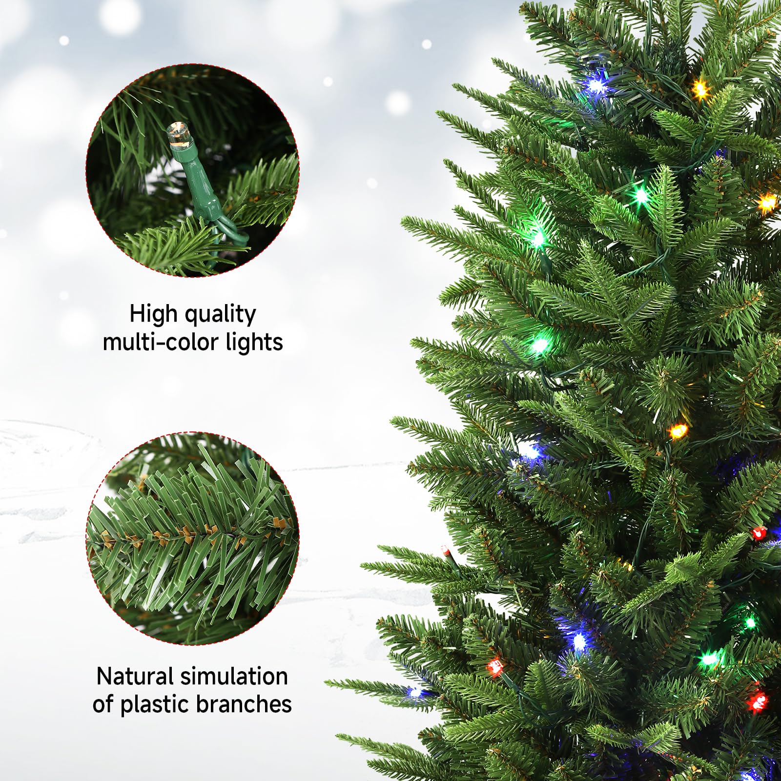 3 ft Small Mini Prelit Artificial Christmas Tree with Color LED Lights - SHareconn