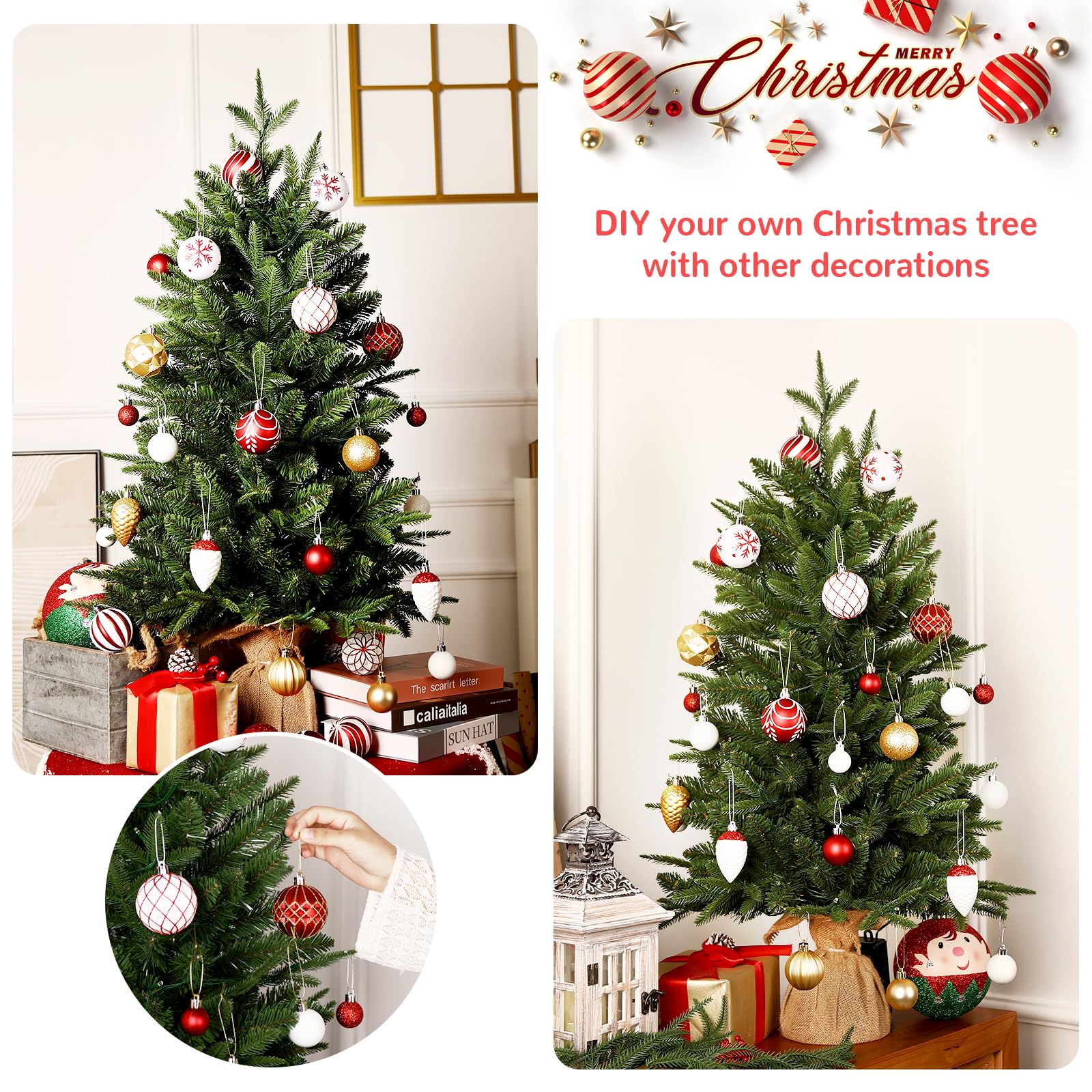 3 ft Small Mini Prelit Artificial Christmas Tree with Color LED Lights - SHareconn