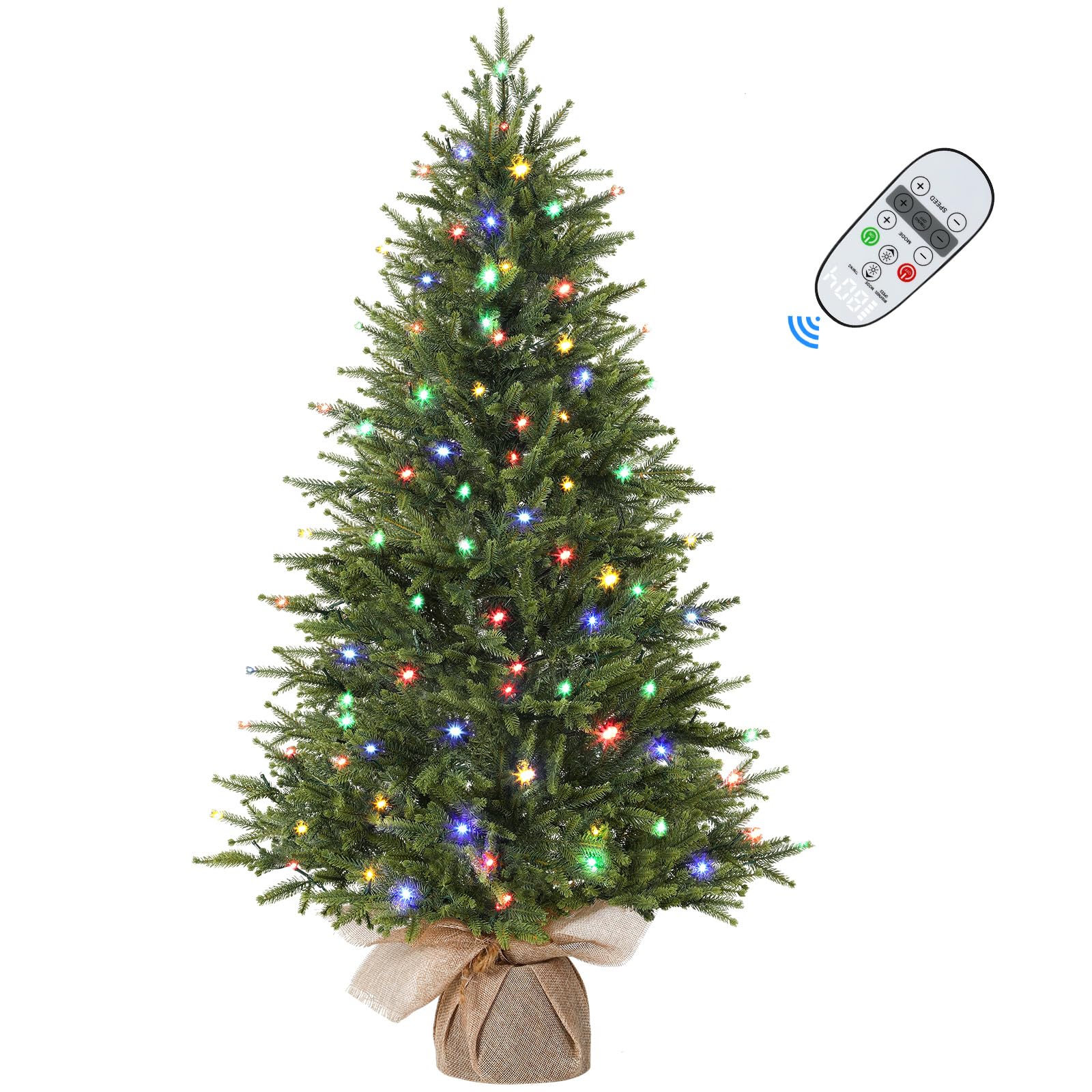 4ft Prelit Artificial Small Mini Christmas Tree with Color LED Lights - SHareconn