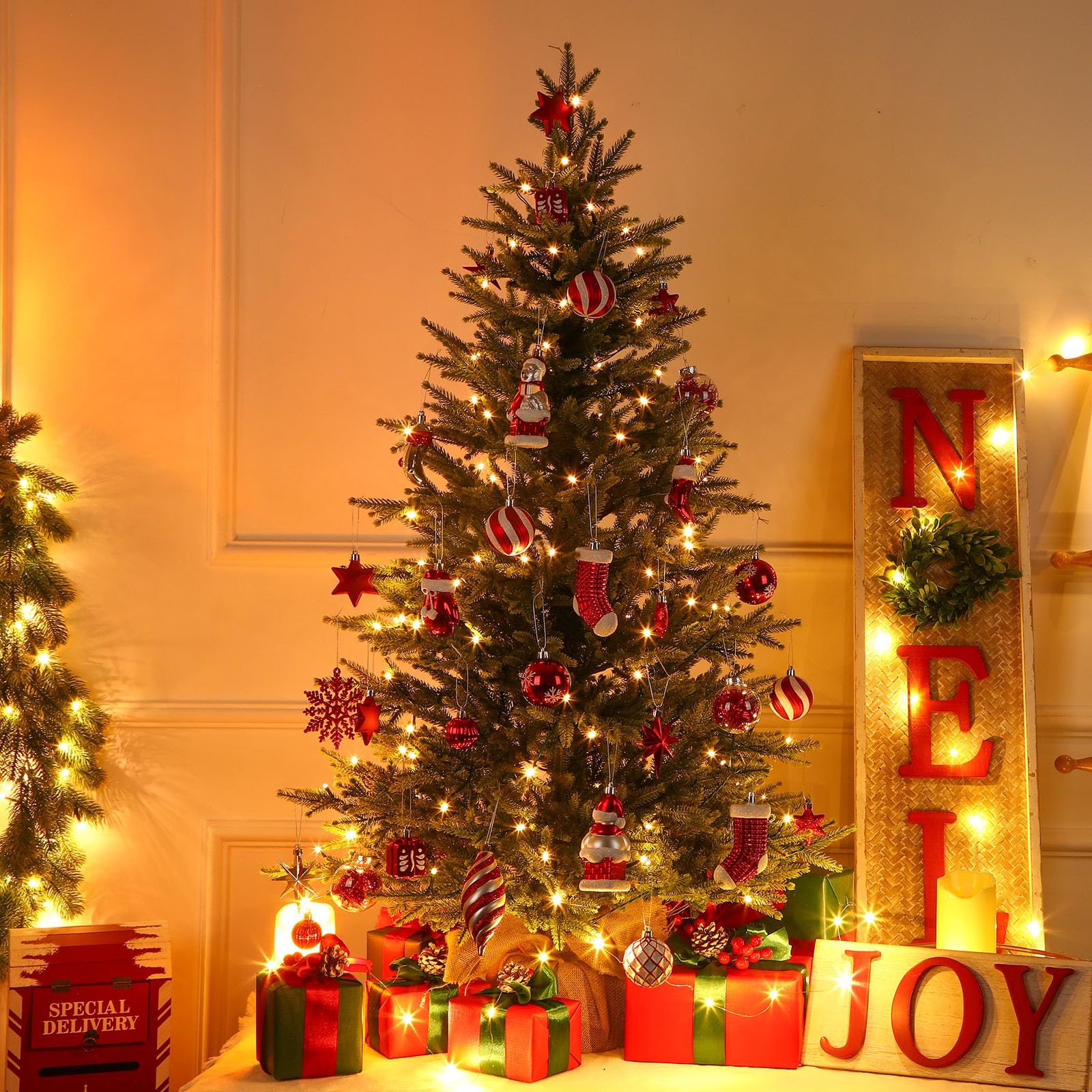 4ft Prelit Artificial Small Mini Christmas Tree with Color LED Lights - SHareconn