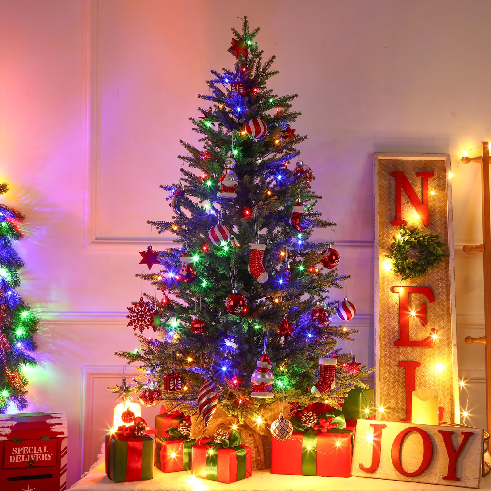 4ft Prelit Artificial Small Mini Christmas Tree with Color LED Lights - SHareconn