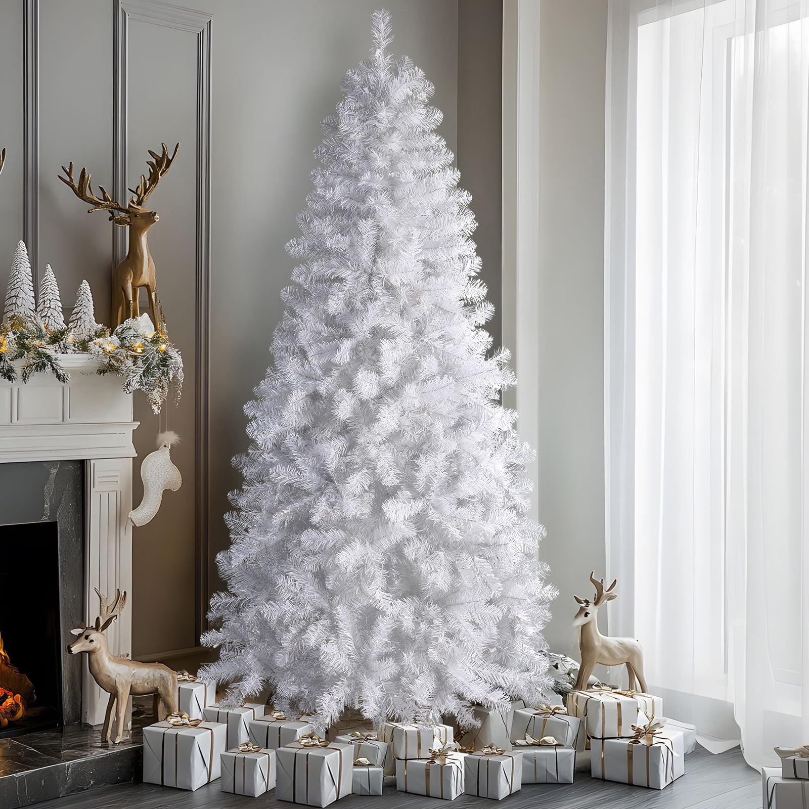 Prelit Premium Artificial Warm White Lights Hinged Christmas Tree - SHareconn