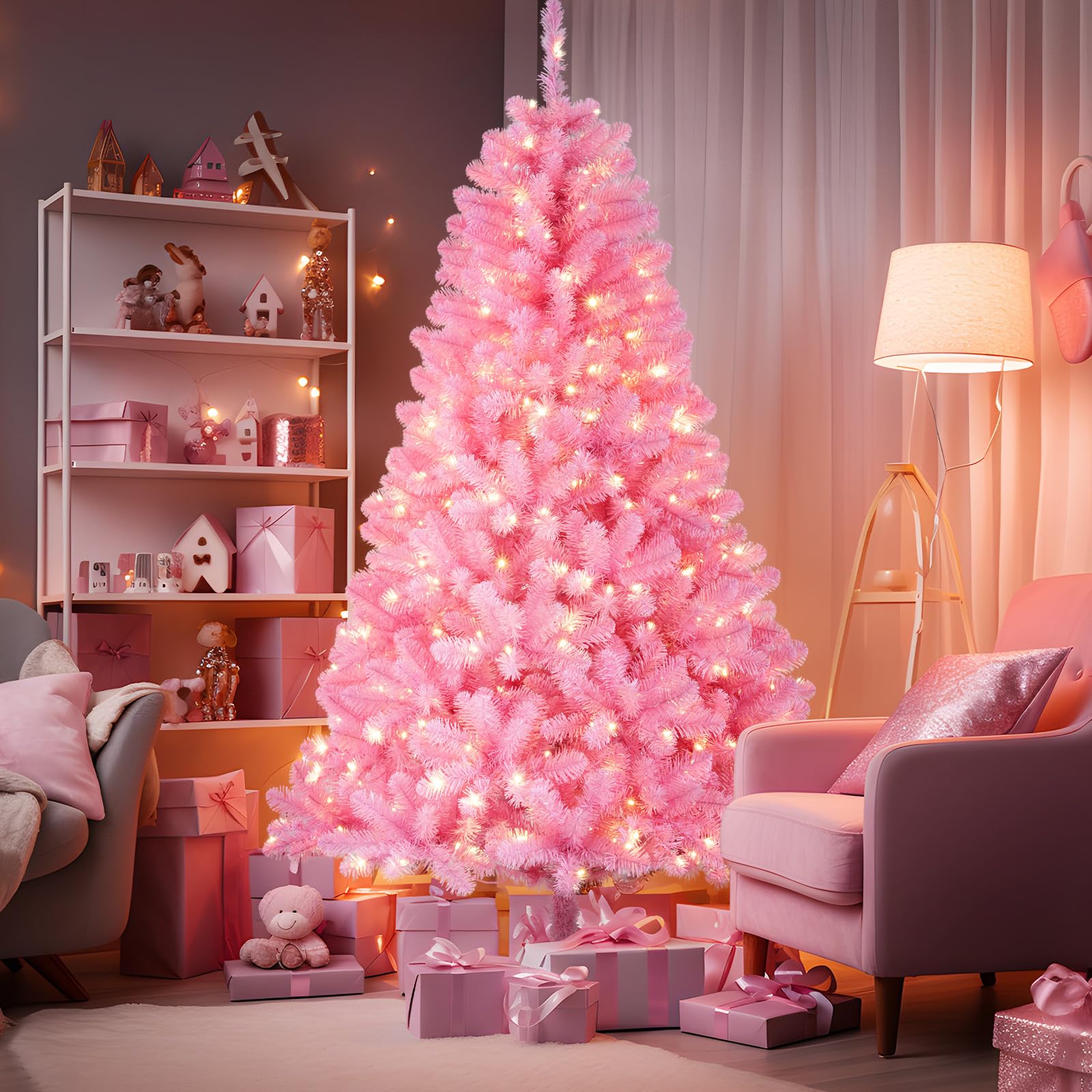Prelit Premium Artificial Warm White Lights Hinged Christmas Tree - SHareconn