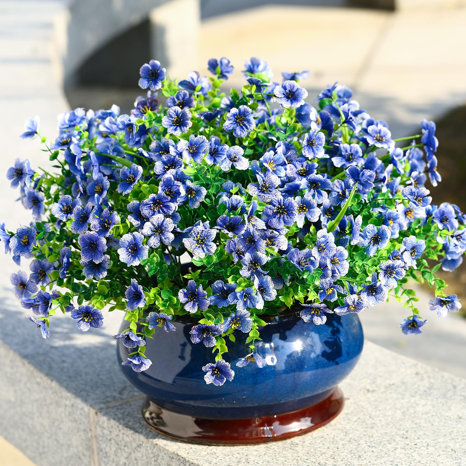 24 Bundle Blue Artificial Flowers for outdoors