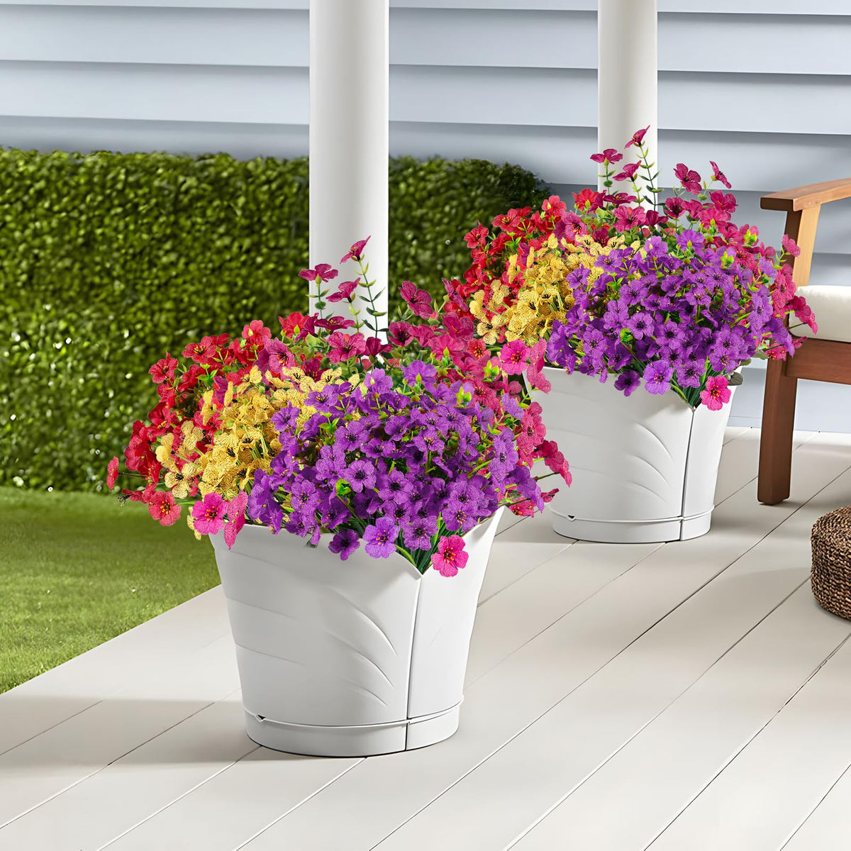 Set of 24 mixed-color artificial faux flowers including eucalyptus and violets from SHareconn, perfect for home decor.