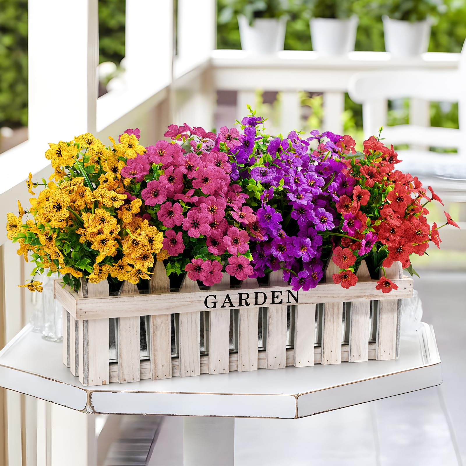 24 Bundles Artificial Faux Flowers Eucalyptus Violets(Mix 4 Colors) - SHareconn