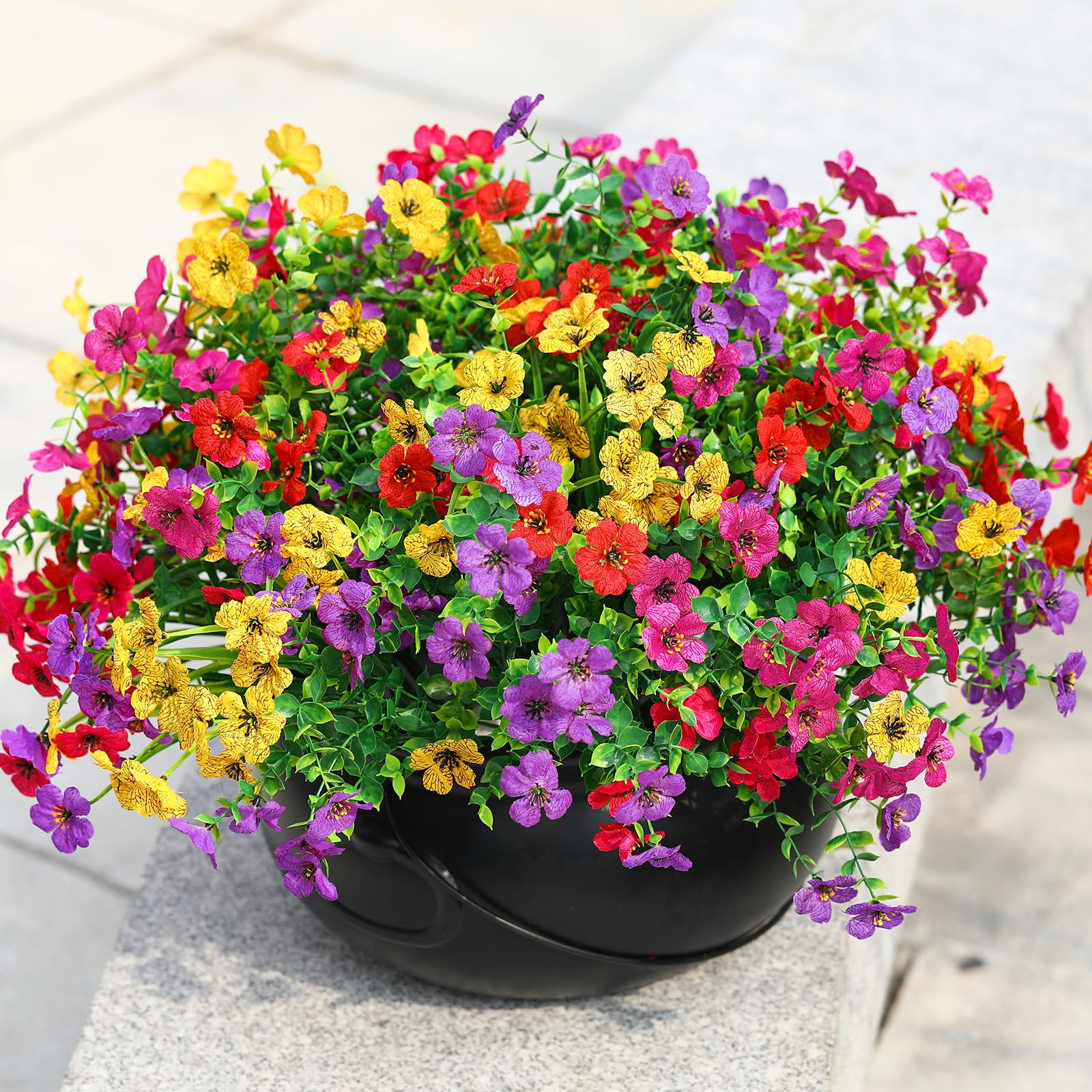 24 Bundles Artificial Faux Flowers Eucalyptus Violets(Mix 4 Colors) - SHareconn