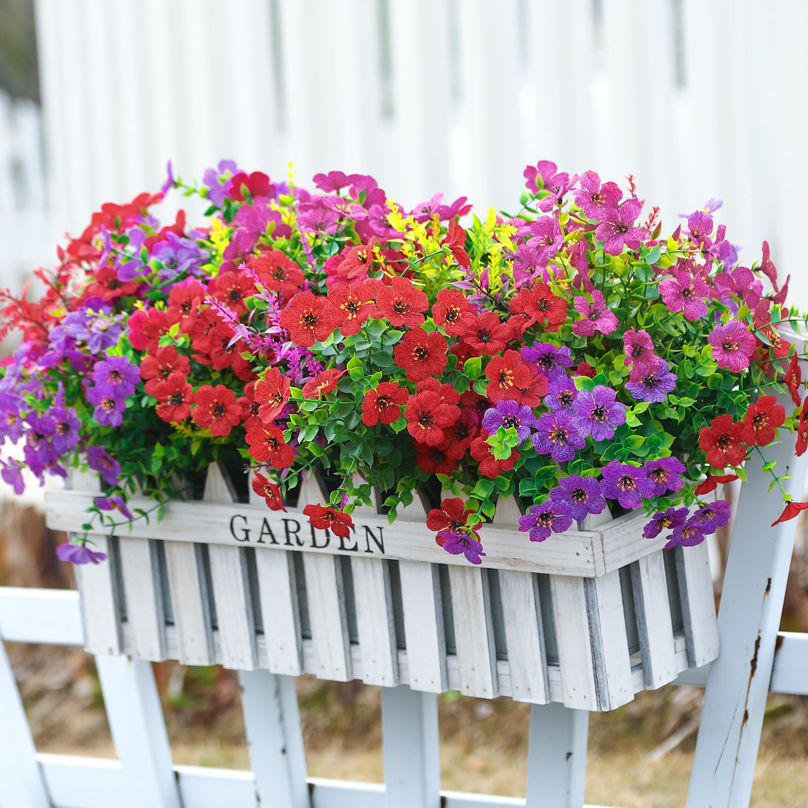 24 Bundles Artificial Faux UV Resistant Eucalyptus Violets Flowers(Mix 4 Colors) - SHareconn