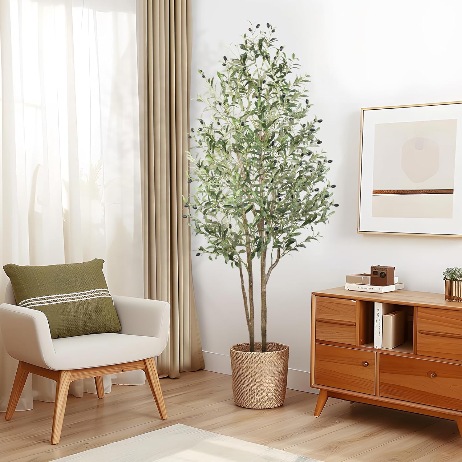 Artificial Olive Tree Faux Silk Plan Lifelike Fruits,4-6 FT - SHareconn