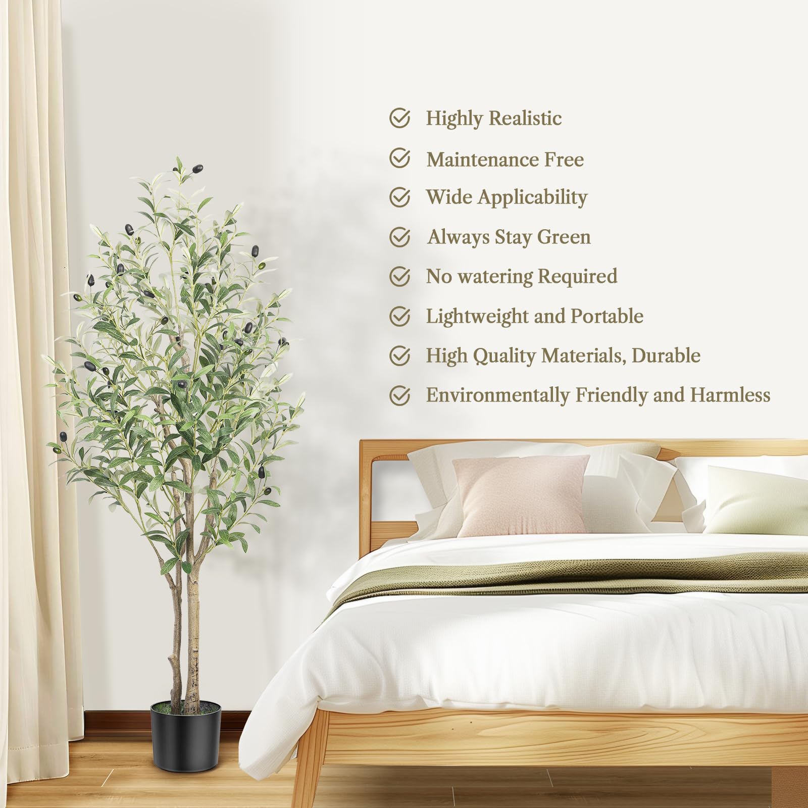 4FT(36" in) Artificial Olive Tree Indoor Fake Olive Tree with Natural Wood Trunk & Lifelike Fruits - SHareconn