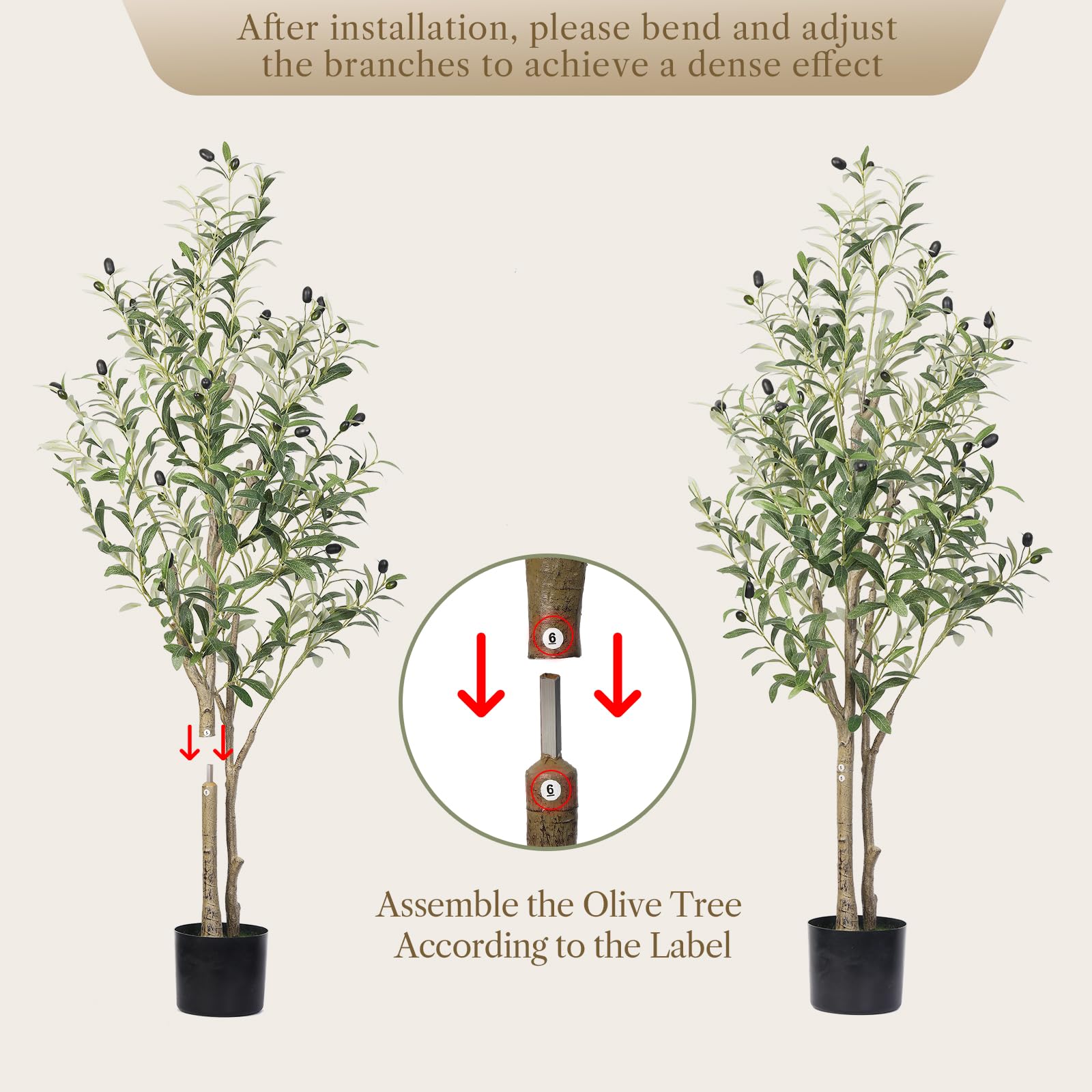4FT(36" in) Artificial Olive Tree Indoor Fake Olive Tree with Natural Wood Trunk & Lifelike Fruits - SHareconn