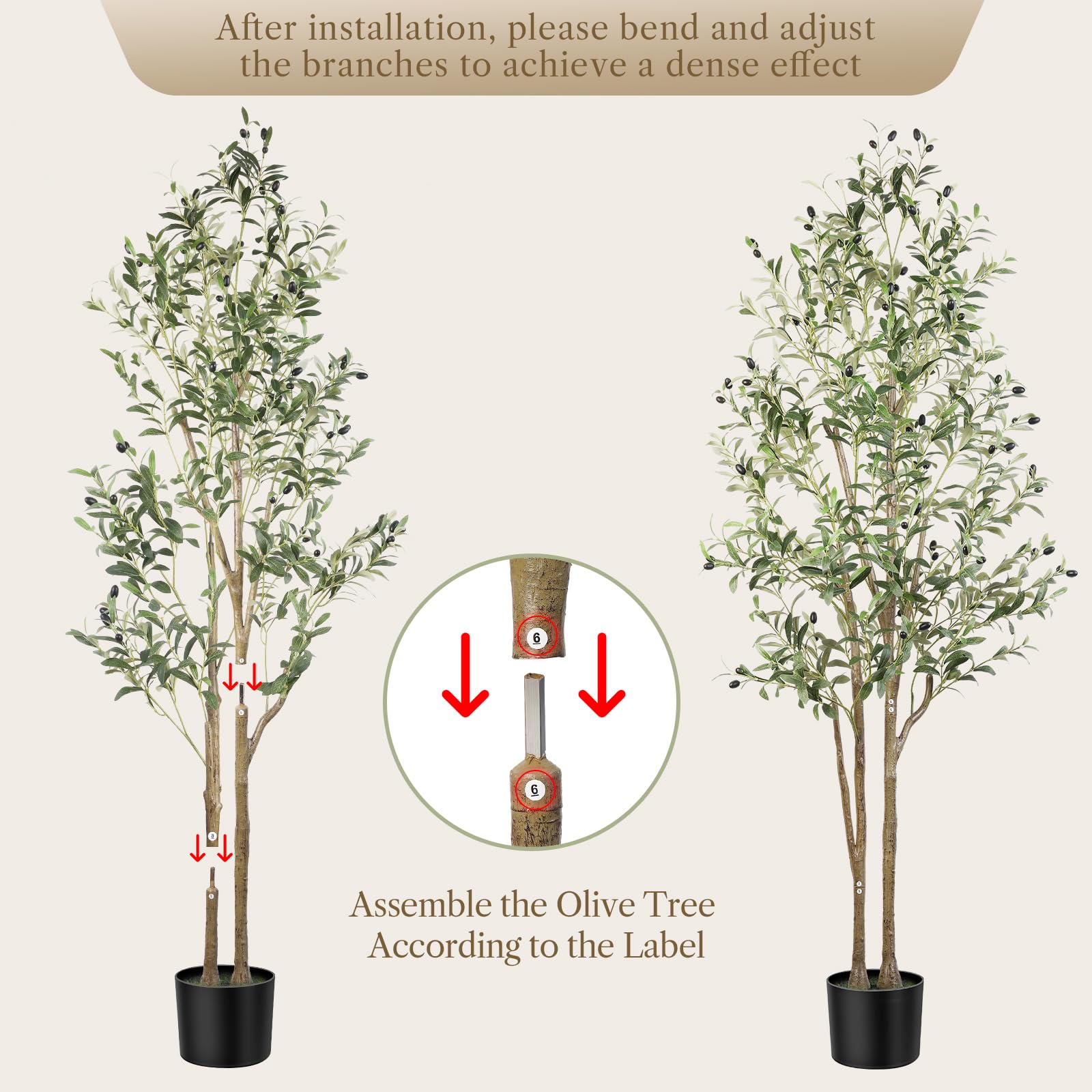 𝟔𝐟𝐭 Faux Silk Plant Artificial Olive Tree - SHareconn