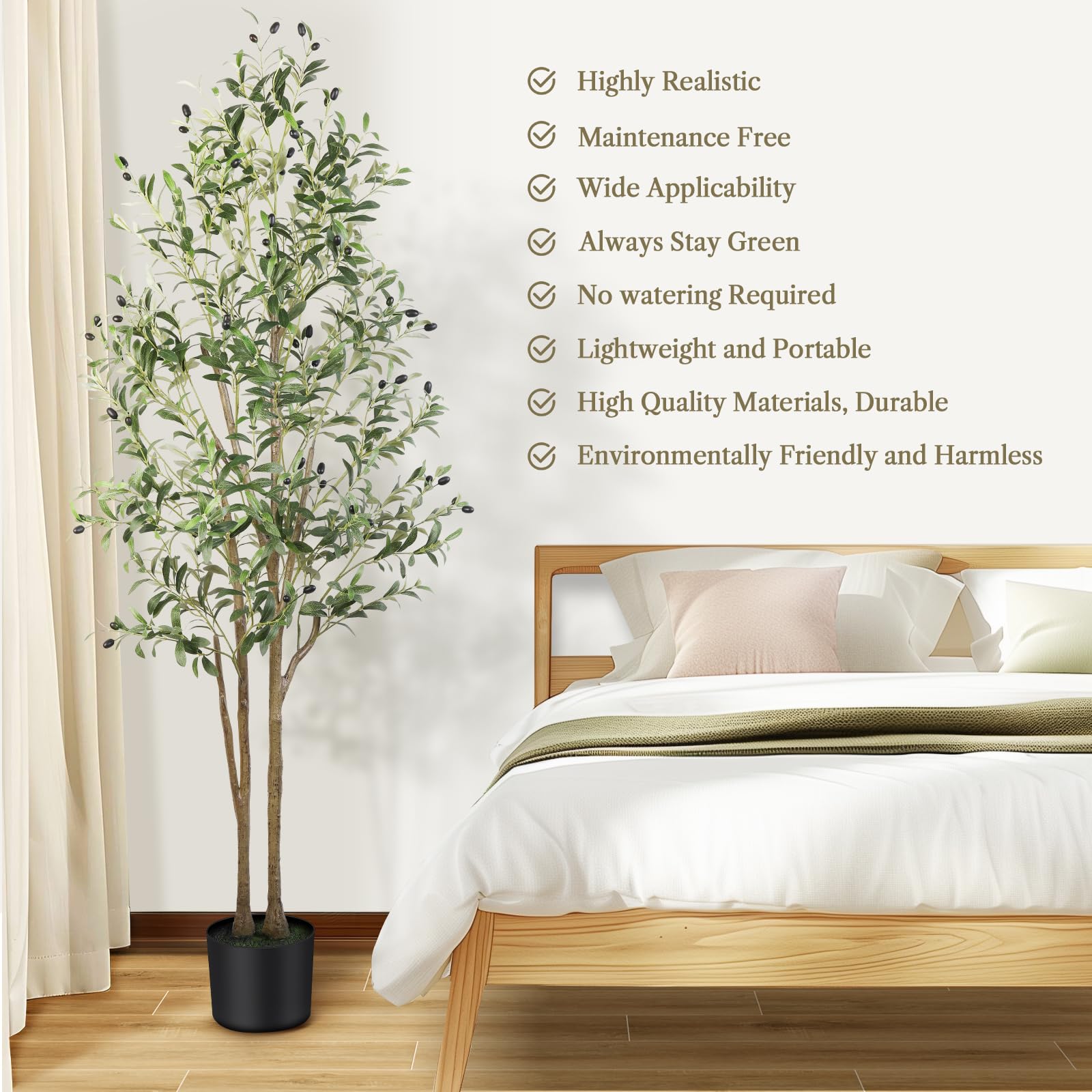 𝟔𝐟𝐭 Faux Silk Plant Artificial Olive Tree - SHareconn