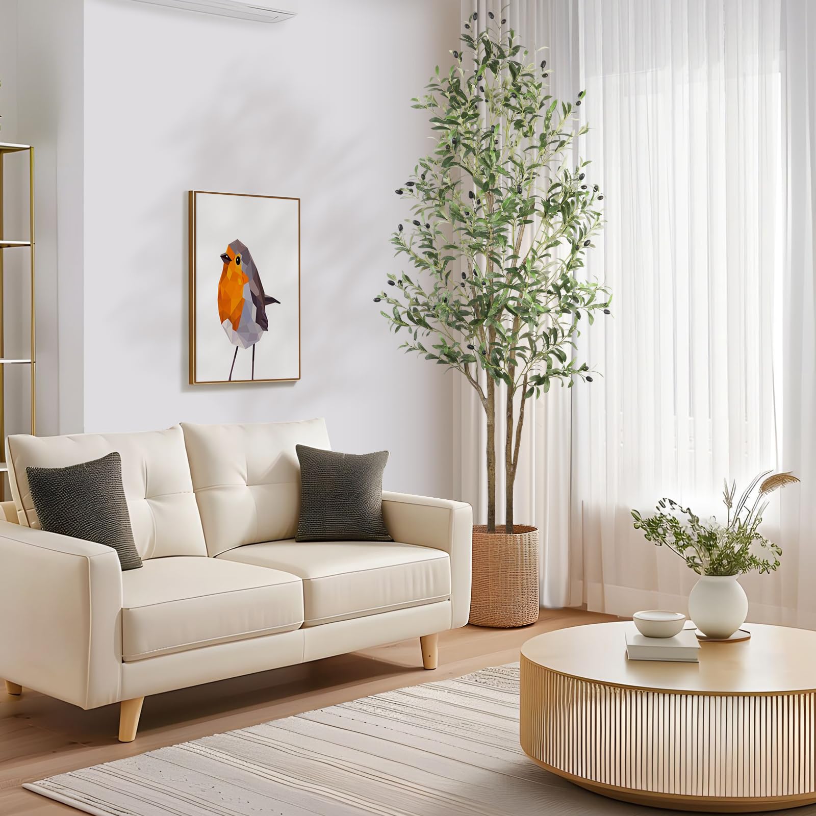 𝟔𝐟𝐭 Faux Silk Plant Artificial Olive Tree - SHareconn