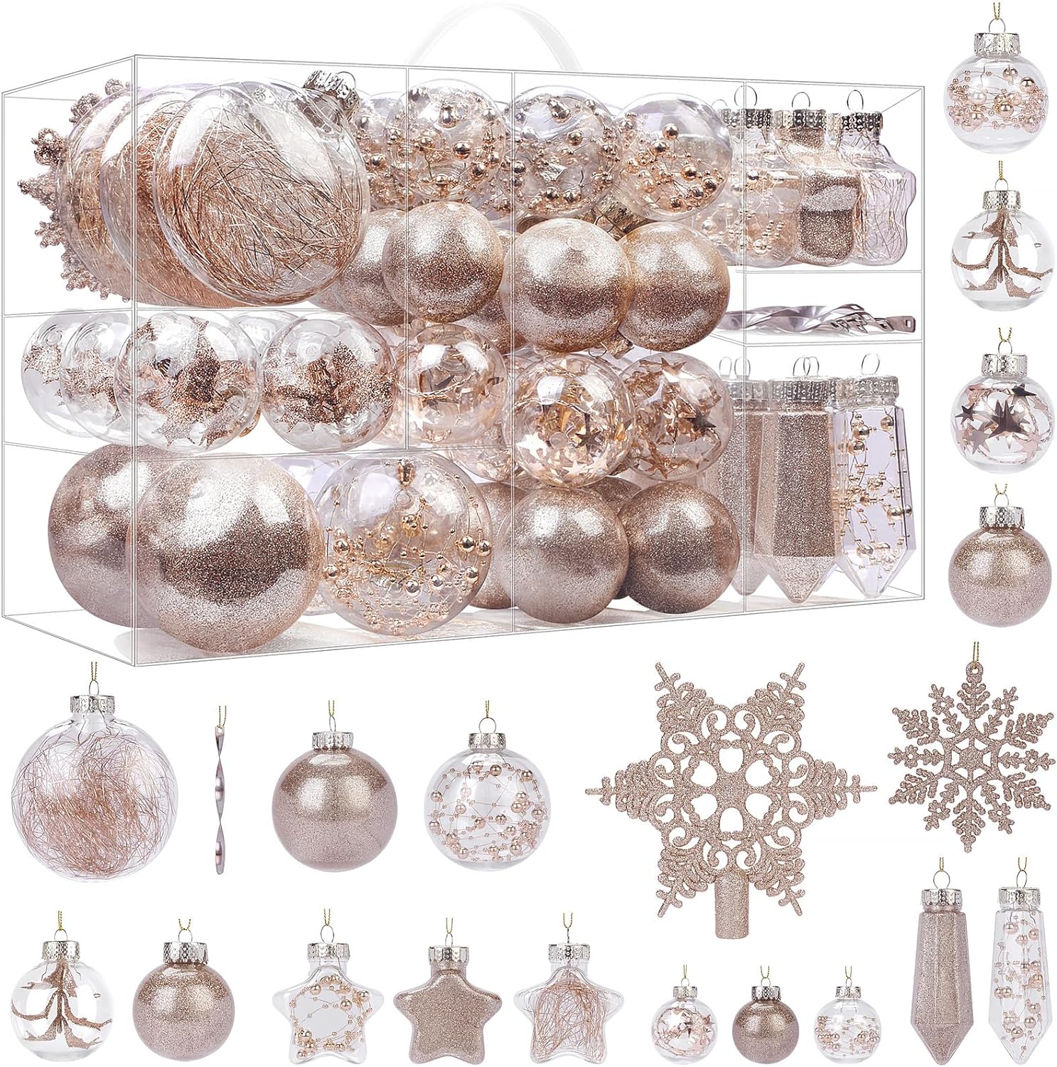 86pcs Christmas Shatterproof Plastic Clear Balls Ornaments Set - SHareconn