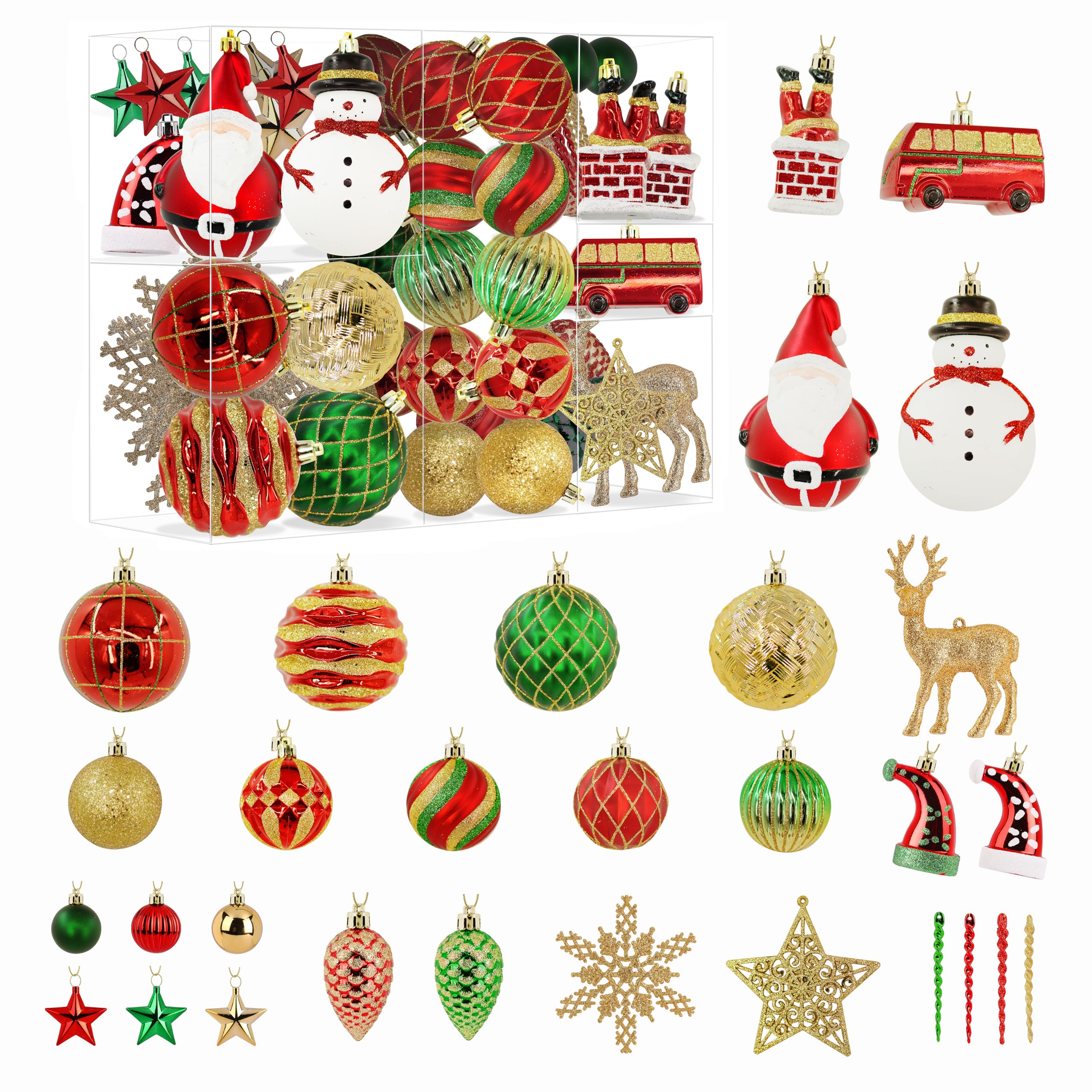100 Pcs Red & Green & Gold Christmas Ball Ornaments Set - SHareconn